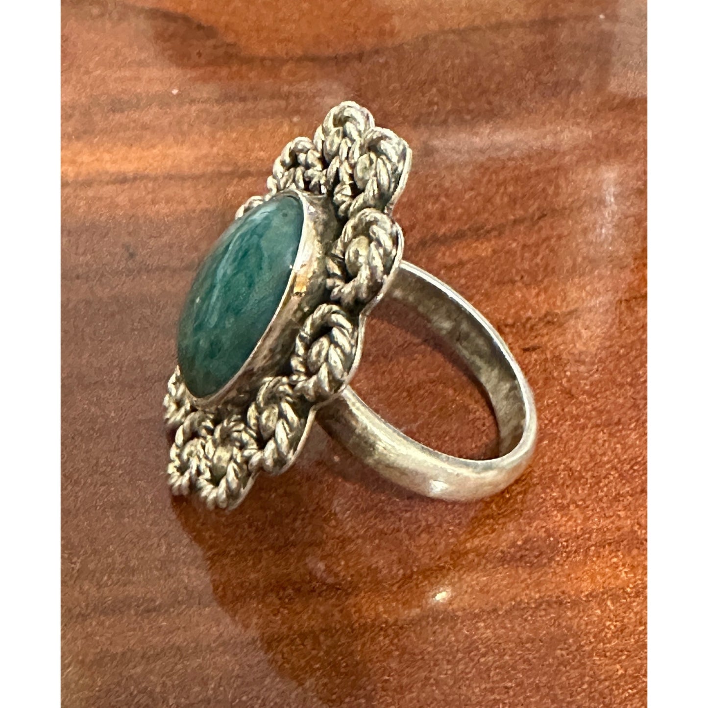 Cii 925 Mexico Green Chrysocolla Sterling Silver Ring Size 9 3/4