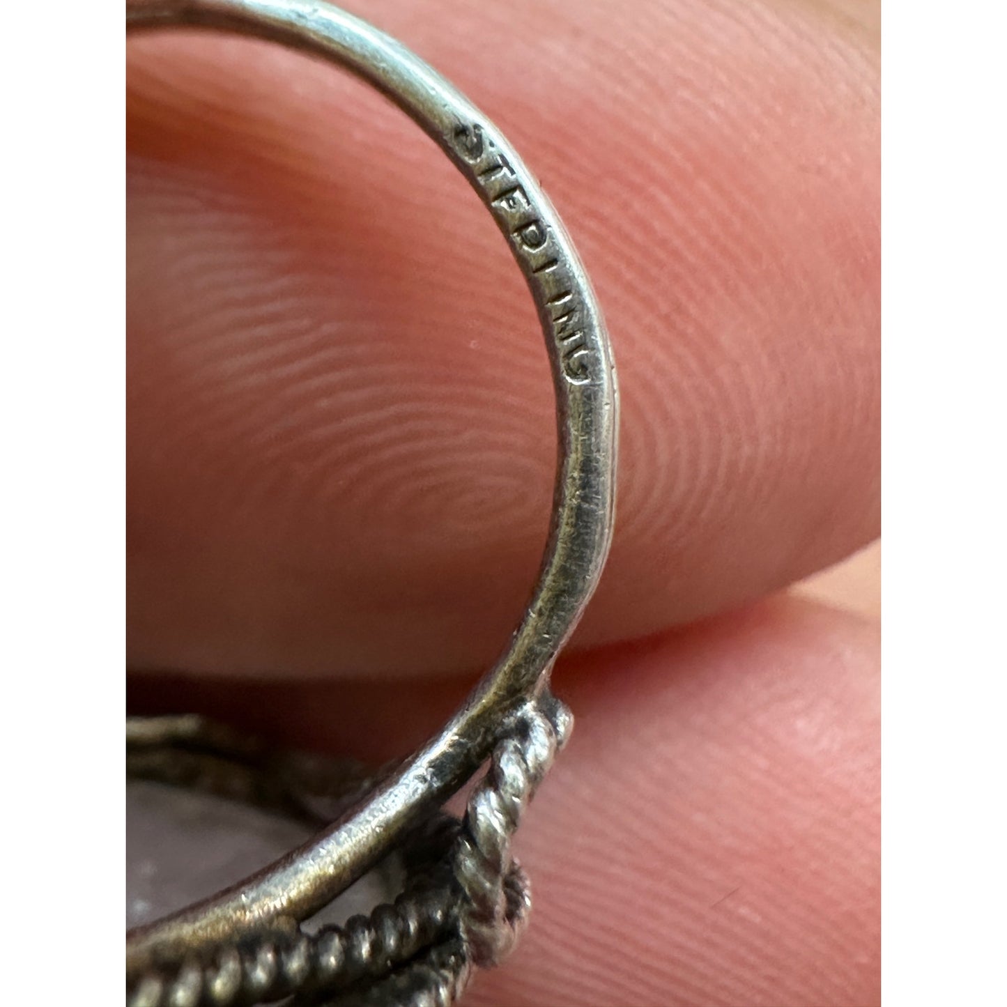Vintage Sterling Silver Carved Quartz Ring Size 6