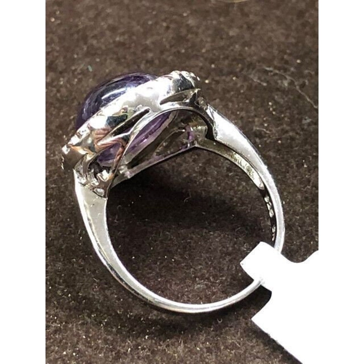 JTV Sterling Silver Polished 15mm x 11mm Pear Amethyst Ring Sz8