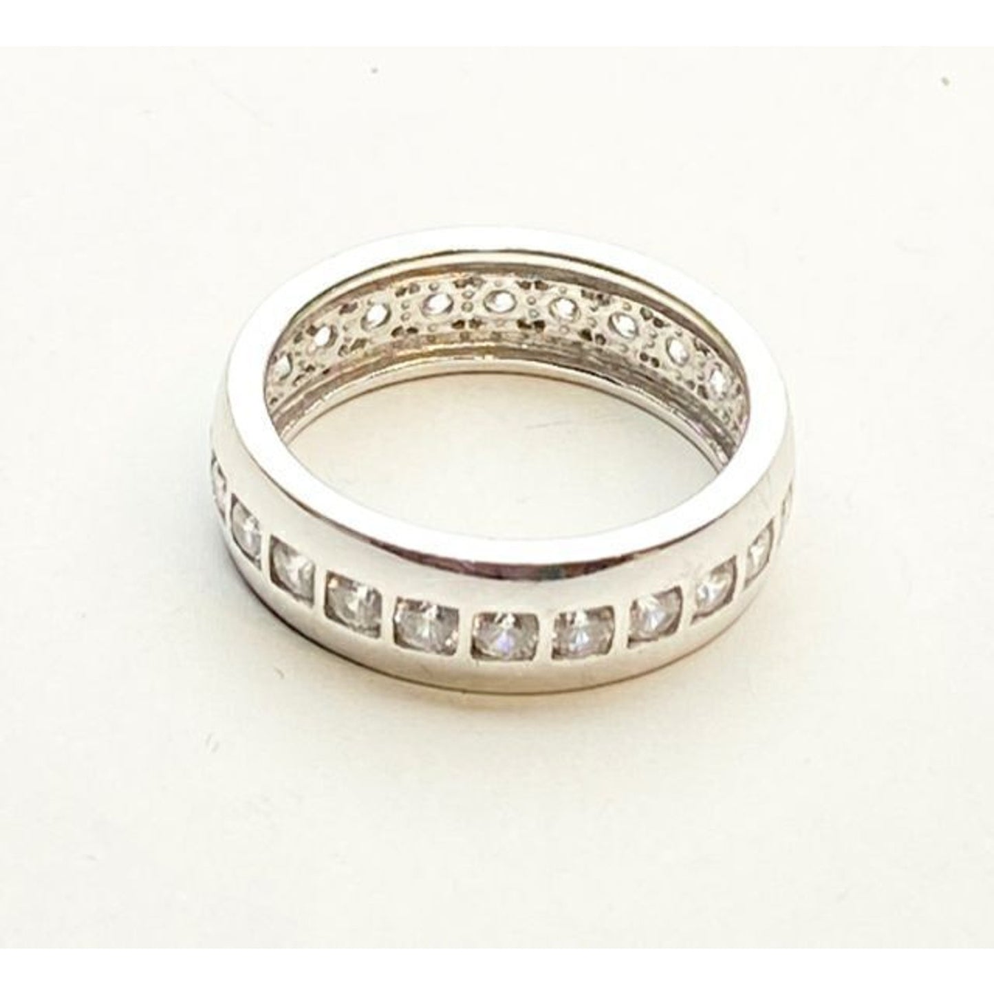 Sterling Silver CZ Band Ring Size 10 3/4
