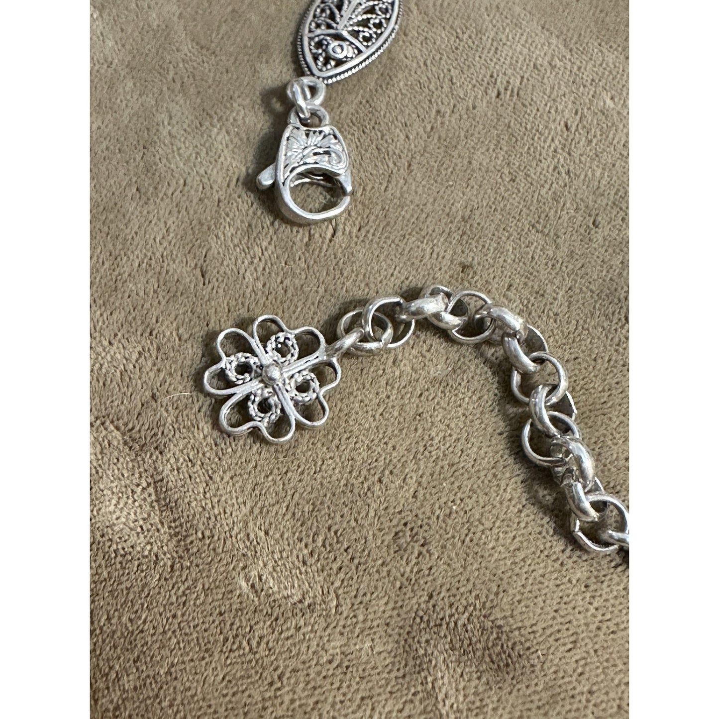 DGS Sterling Silver Filigree Fish Lapis Link Bracelet