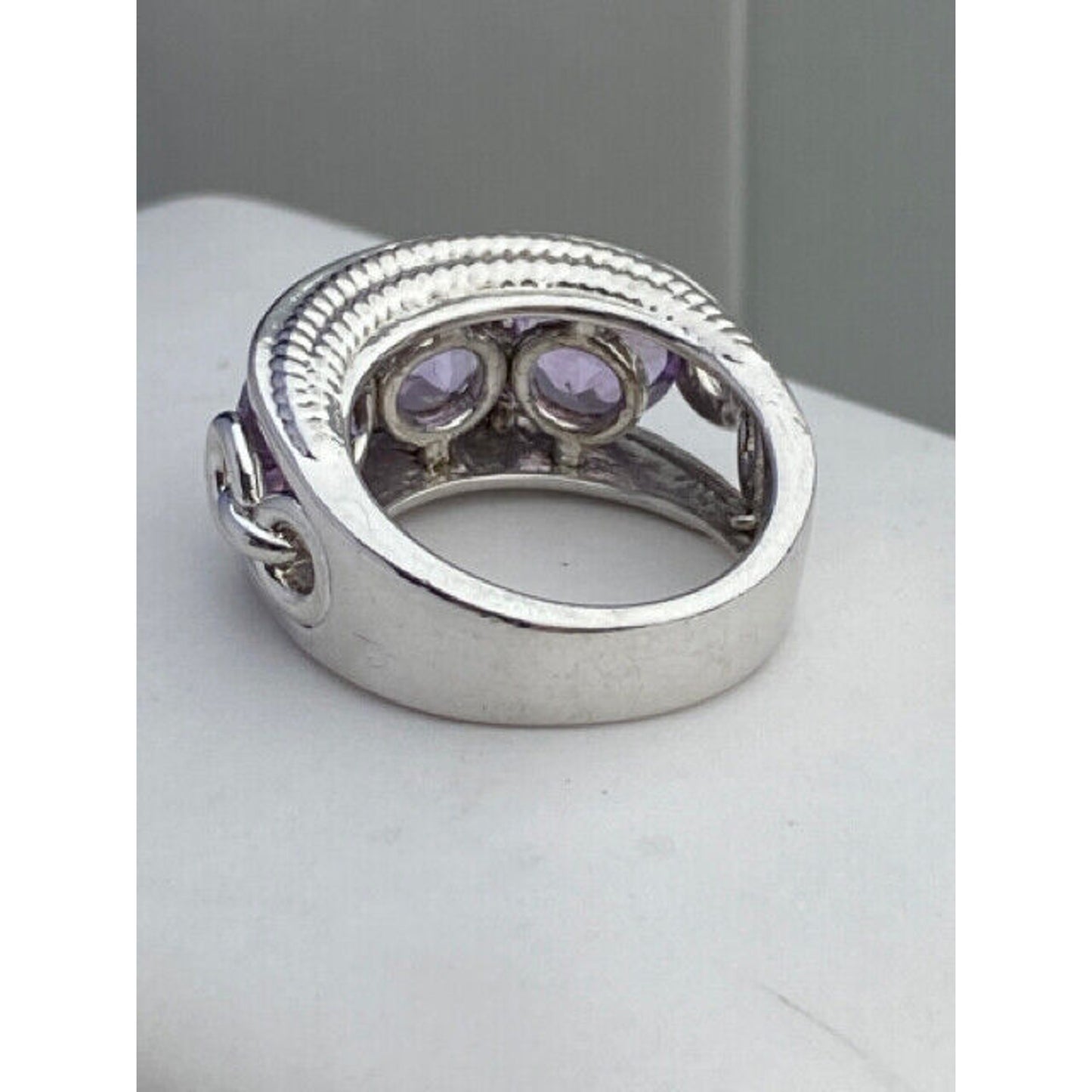 Anthony Nak Atelier Sterling Silver Triple Amethyst Ring Size 5