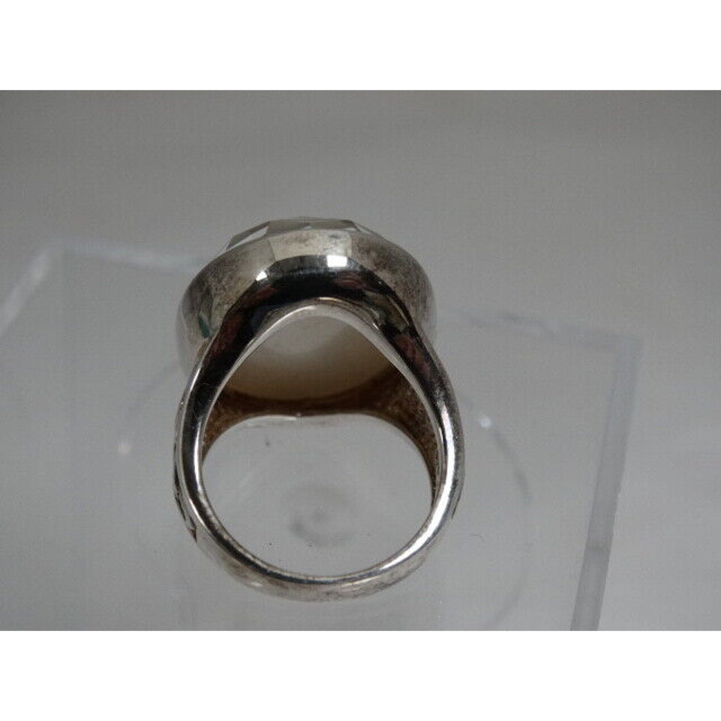 WK Sterling Silver QVC MOP W/ Faceted dome top Ladies sz 7.25 Ring