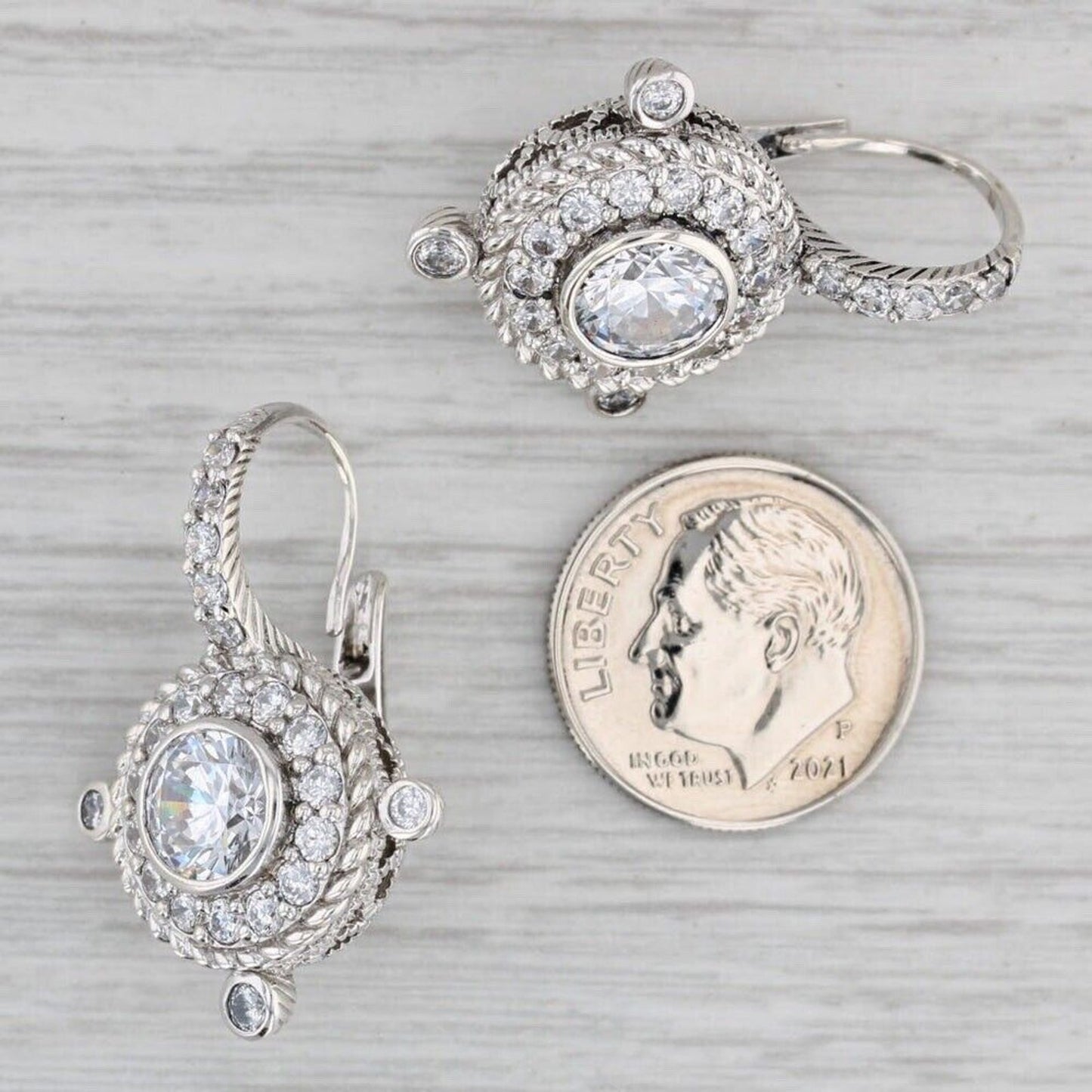 Judith Ripka Sterling Silver Clear Stone Drop Earrings