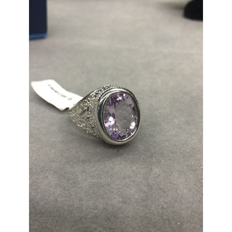 Vintage Sterling Silver Ring Ladies Filigree Light Purple Amethyst Ring Sz 9