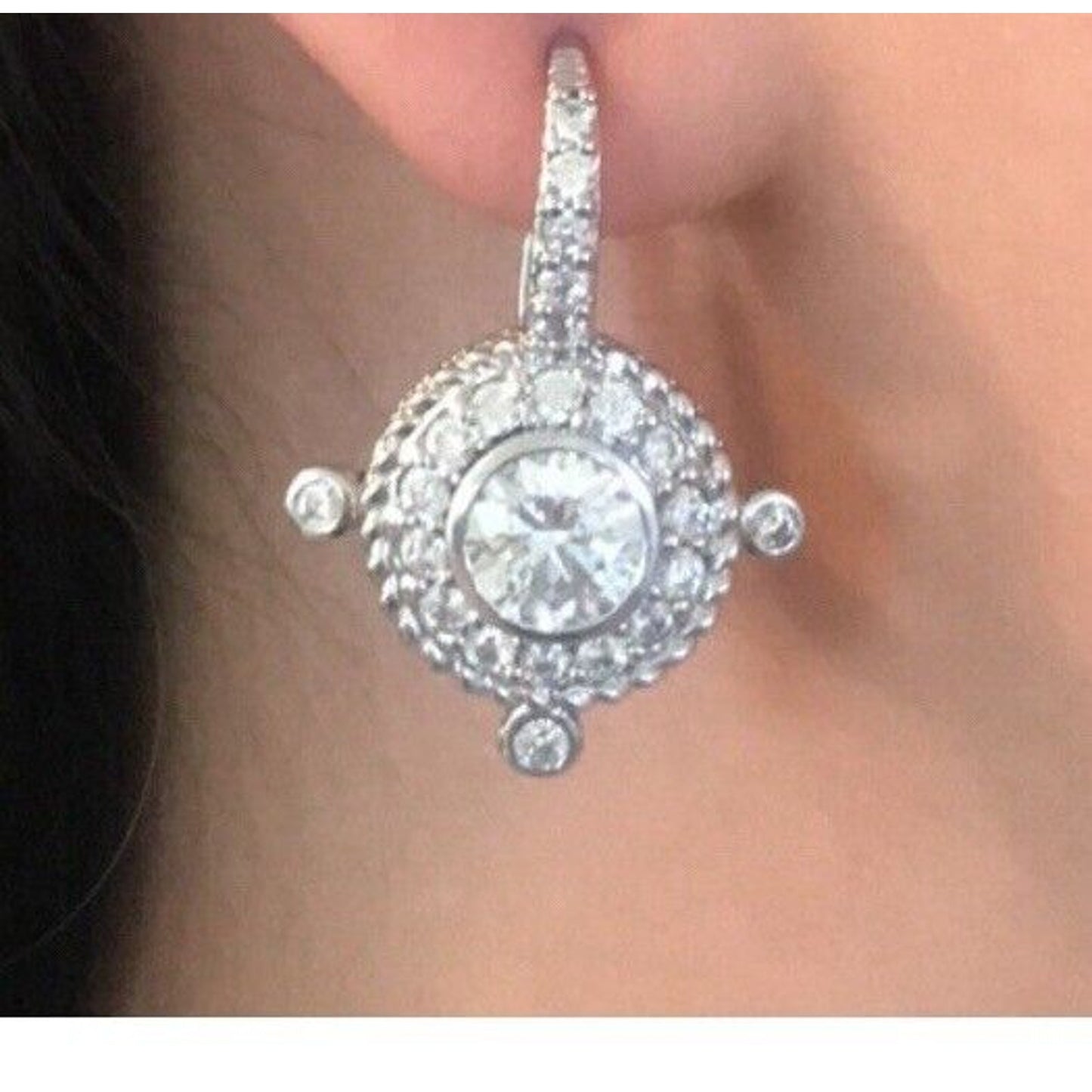 Judith Ripka Sterling Silver Clear Stone Drop Earrings