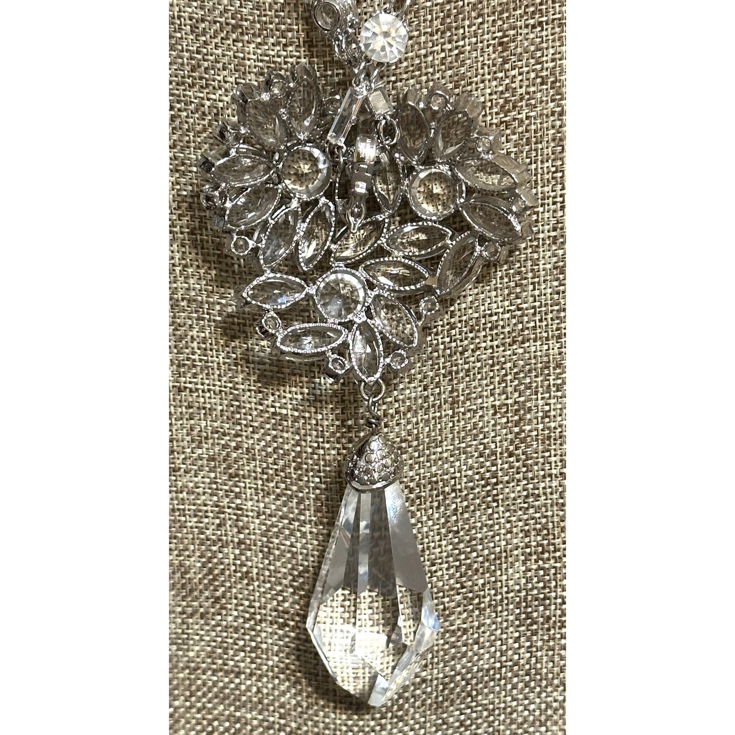 Incredible Margaret Rowe Couture Crystal Necklace w/ Huge Crystal Drop Pendant