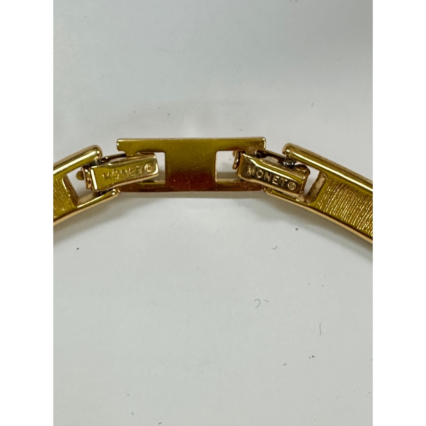 Vintage Monet Gold-tone Cream Enamel Choker Collar Necklace w/ extender