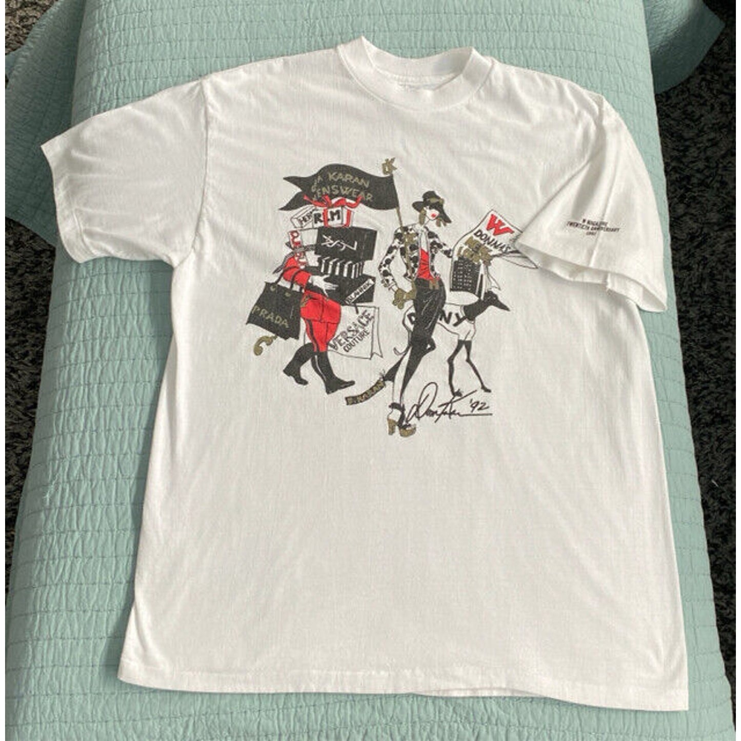 Rare 1992 W Magazine 20th Anniversary Donna Karan T Shirt ~ Size Large