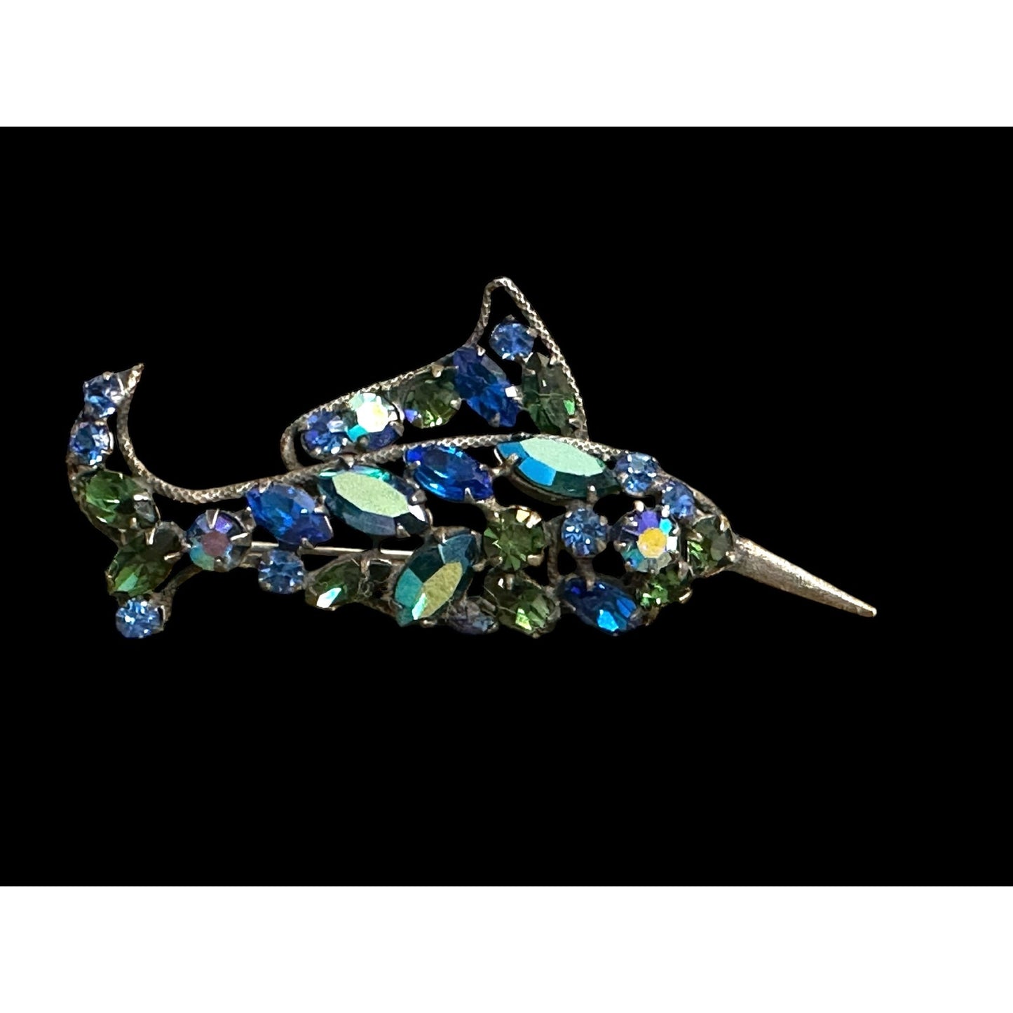 Rare Vintage Regency Blue Swordfish Pin Brooch Signed