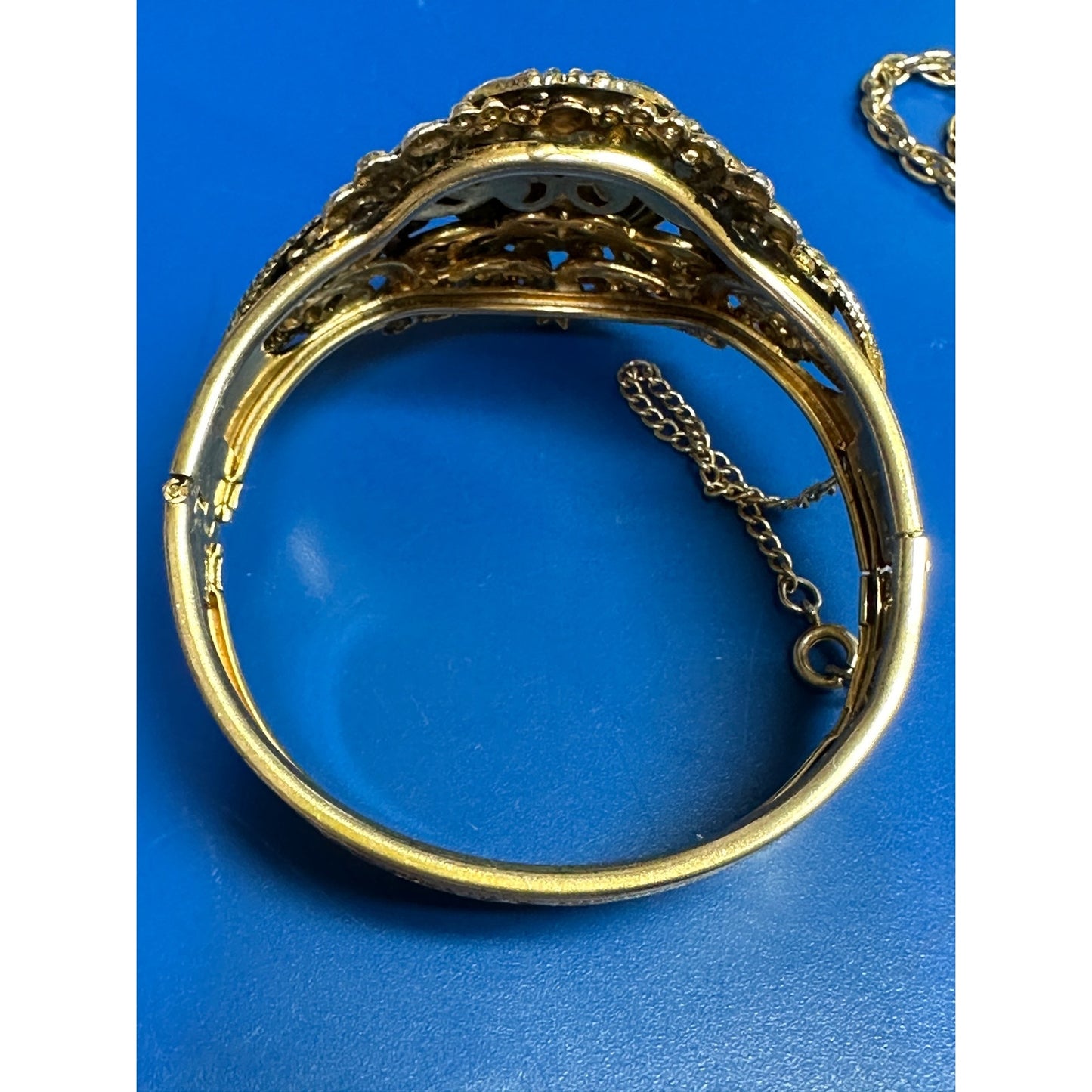 Vintage Victorian Style Goldtone Goldstone Necklace & Hinged Bangle