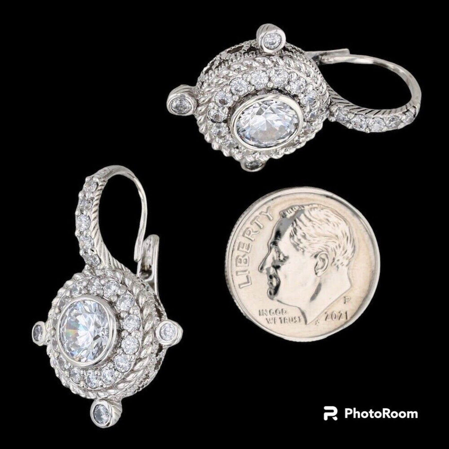 Judith Ripka Sterling Silver Clear Stone Drop Earrings