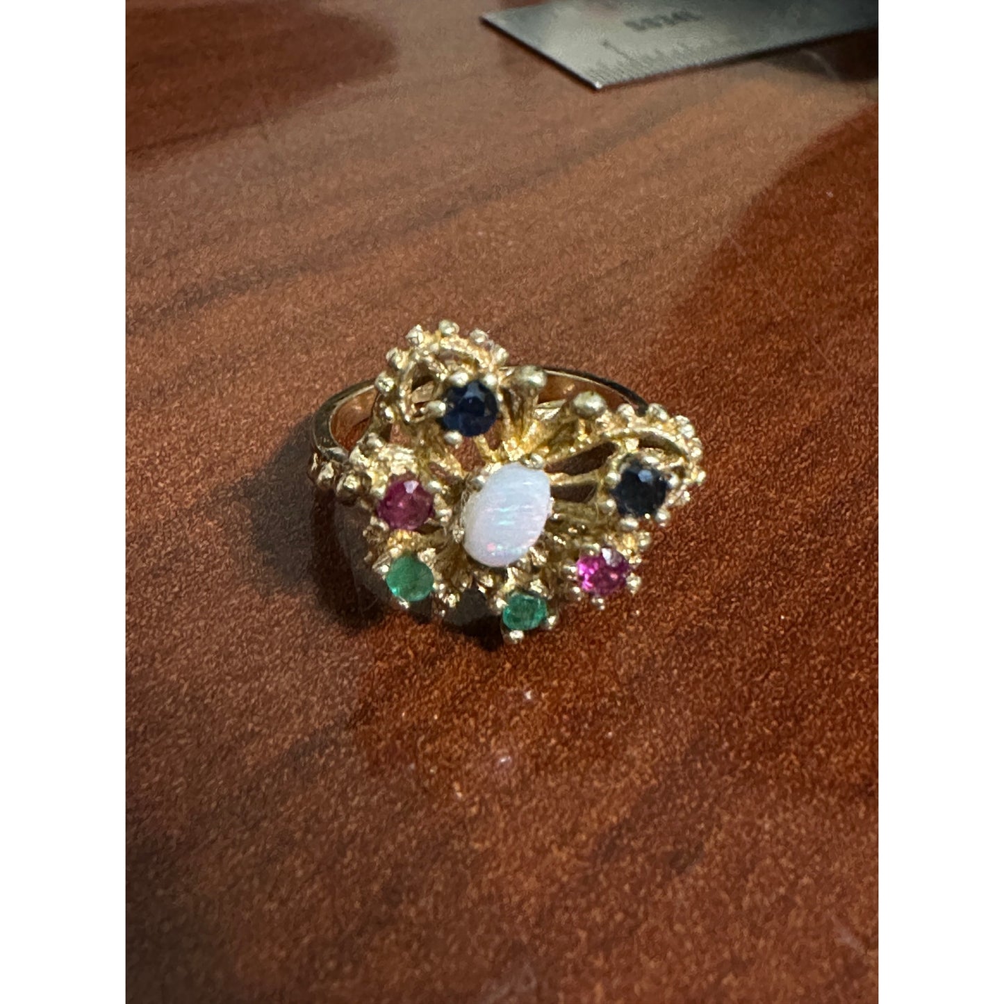 Vintage 14k Gold Multi Gemstone Butterfly Ring Size 5.5