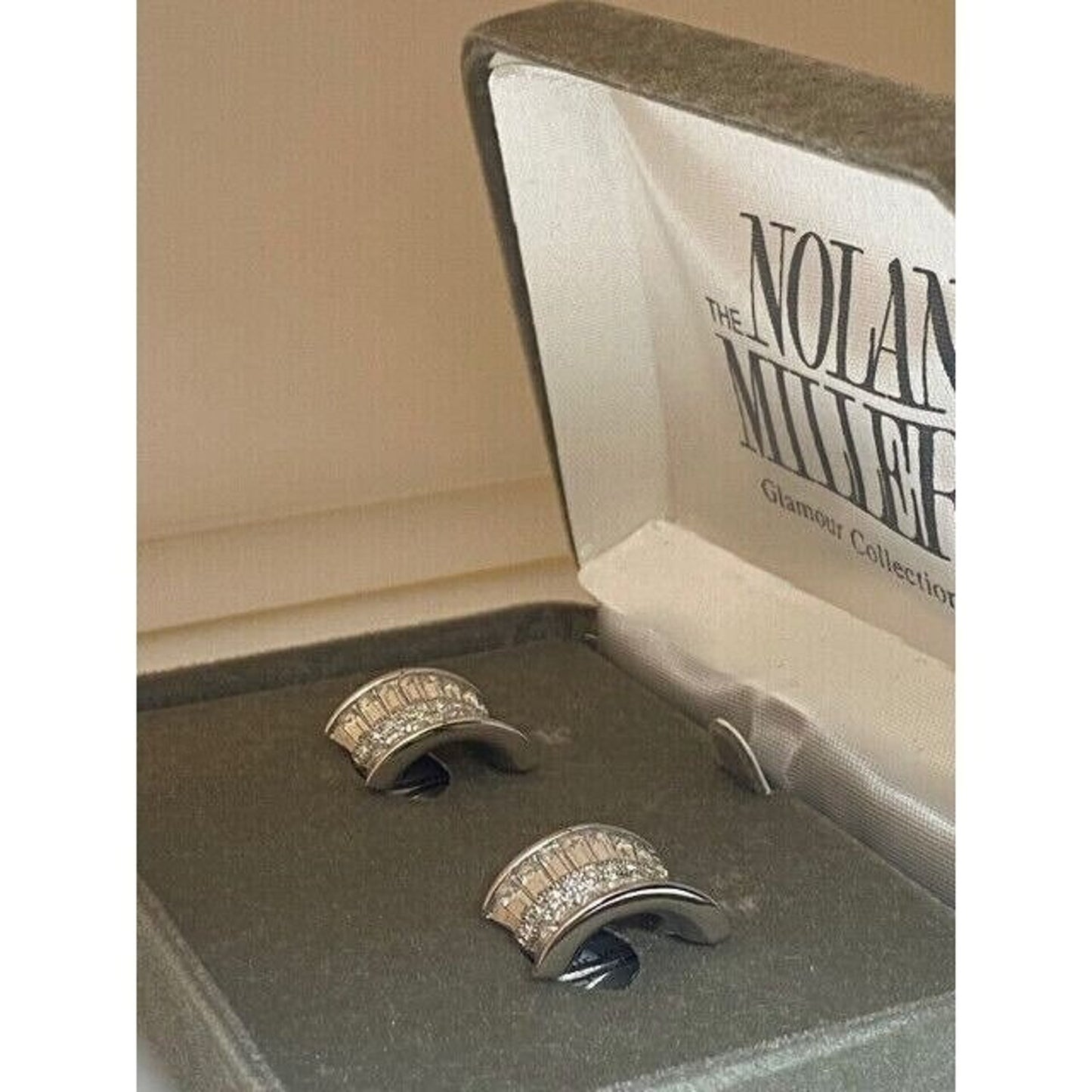 Nolan Miller Silvertone Rhinestone Clip Back Earrings
