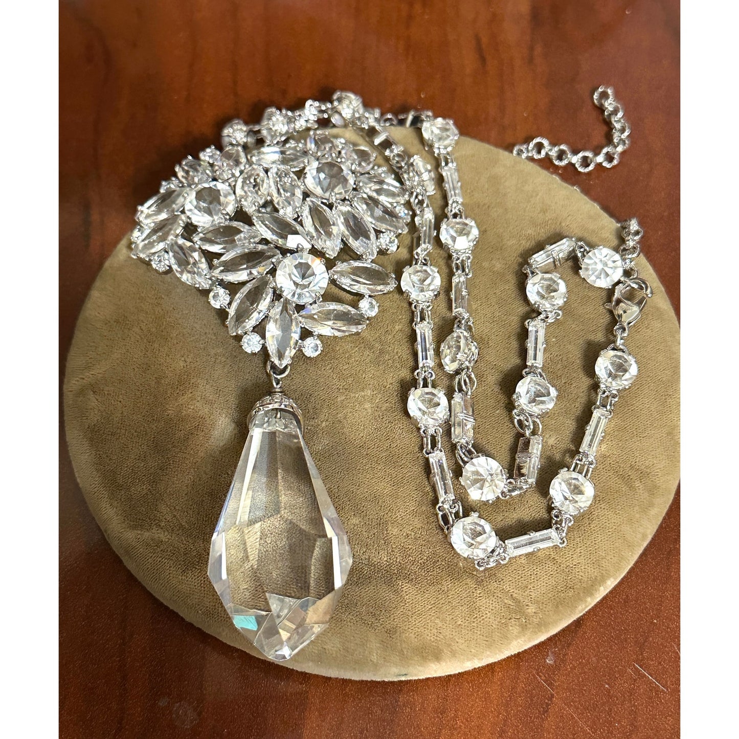 Incredible Margaret Rowe Couture Crystal Necklace w/ Huge Crystal Drop Pendant