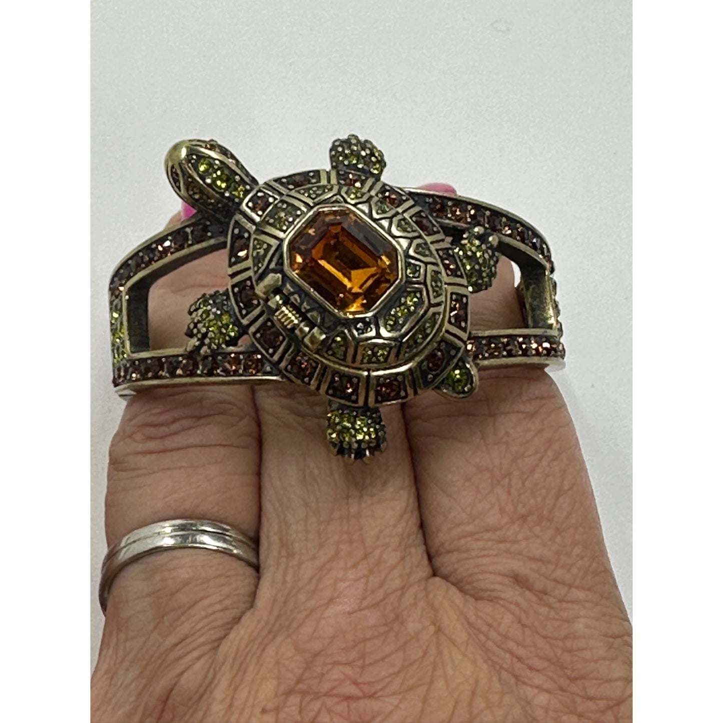 Heidi Daus Goldtone Rhinestone TURTLE Watch Bracelet