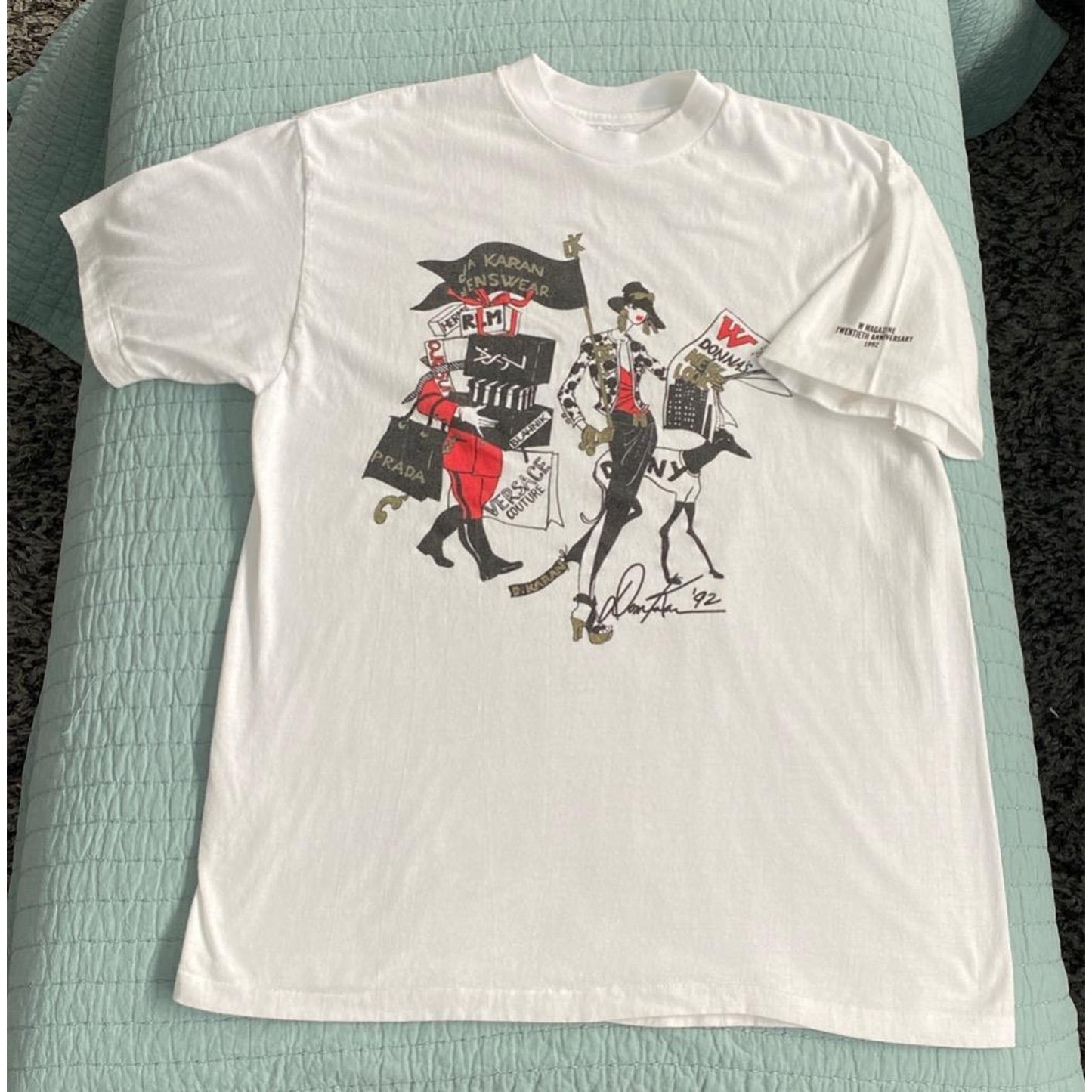 Rare 1992 W Magazine 20th Anniversary Donna Karan T Shirt ~ Size Large