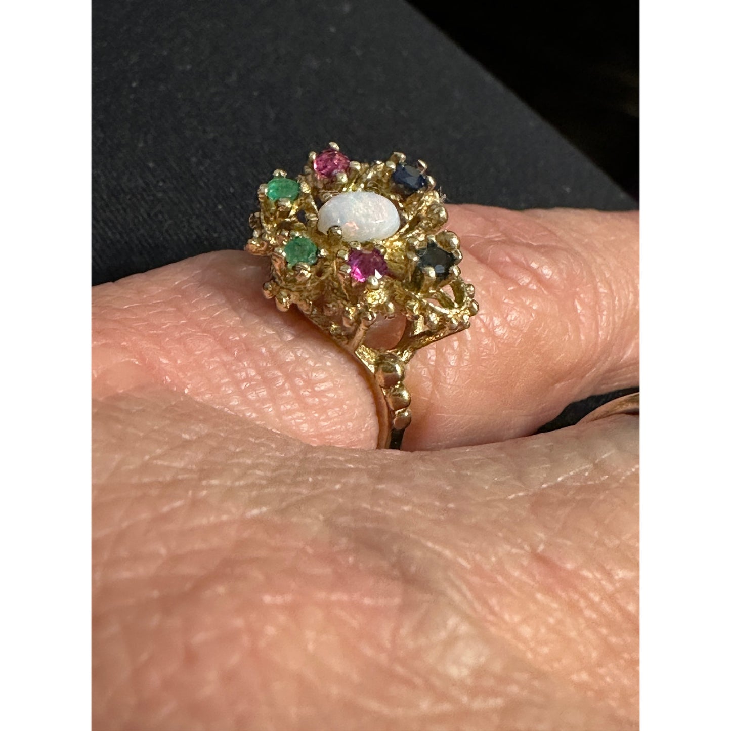 Vintage 14k Gold Multi Gemstone Butterfly Ring Size 5.5