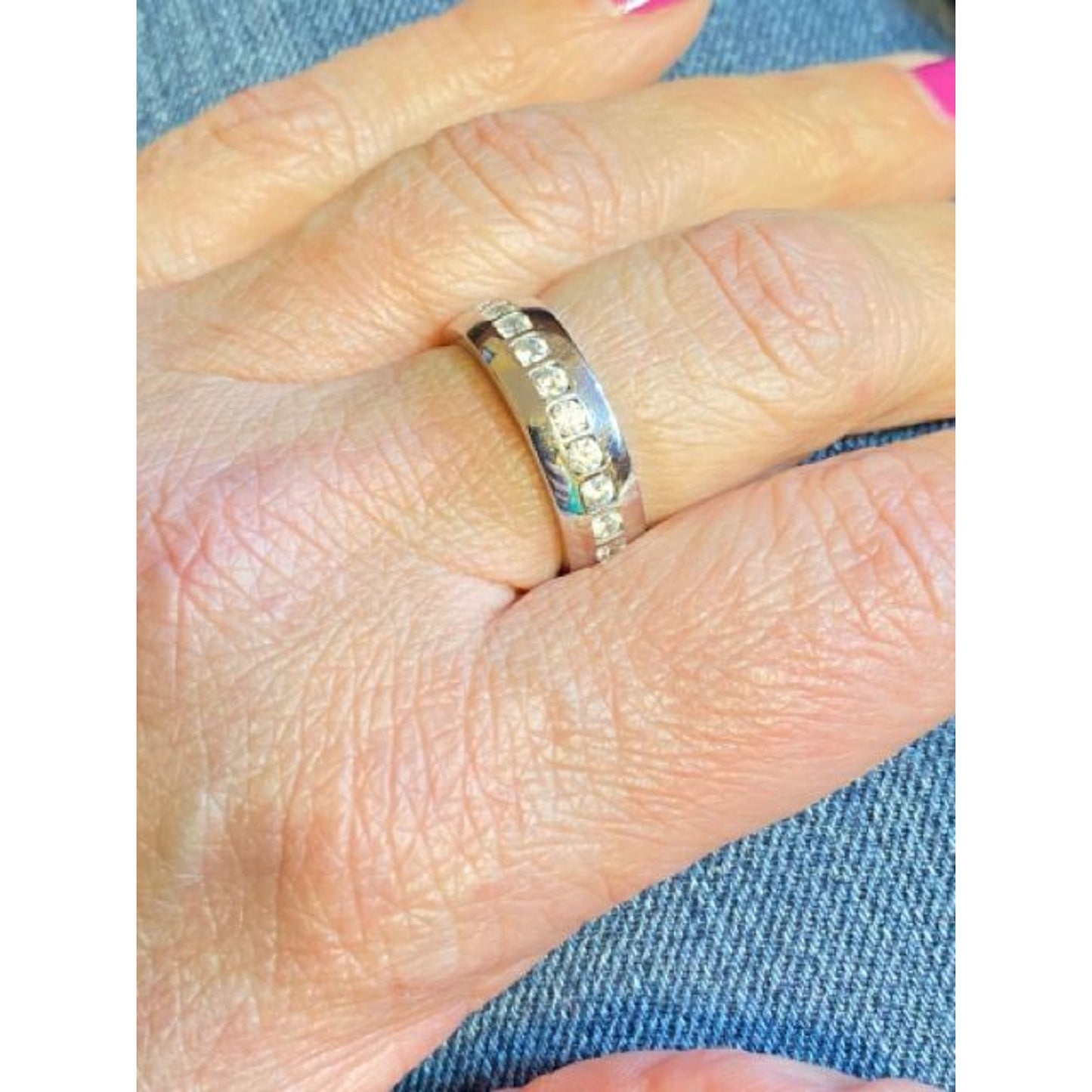Sterling Silver CZ Band Ring Size 10 3/4