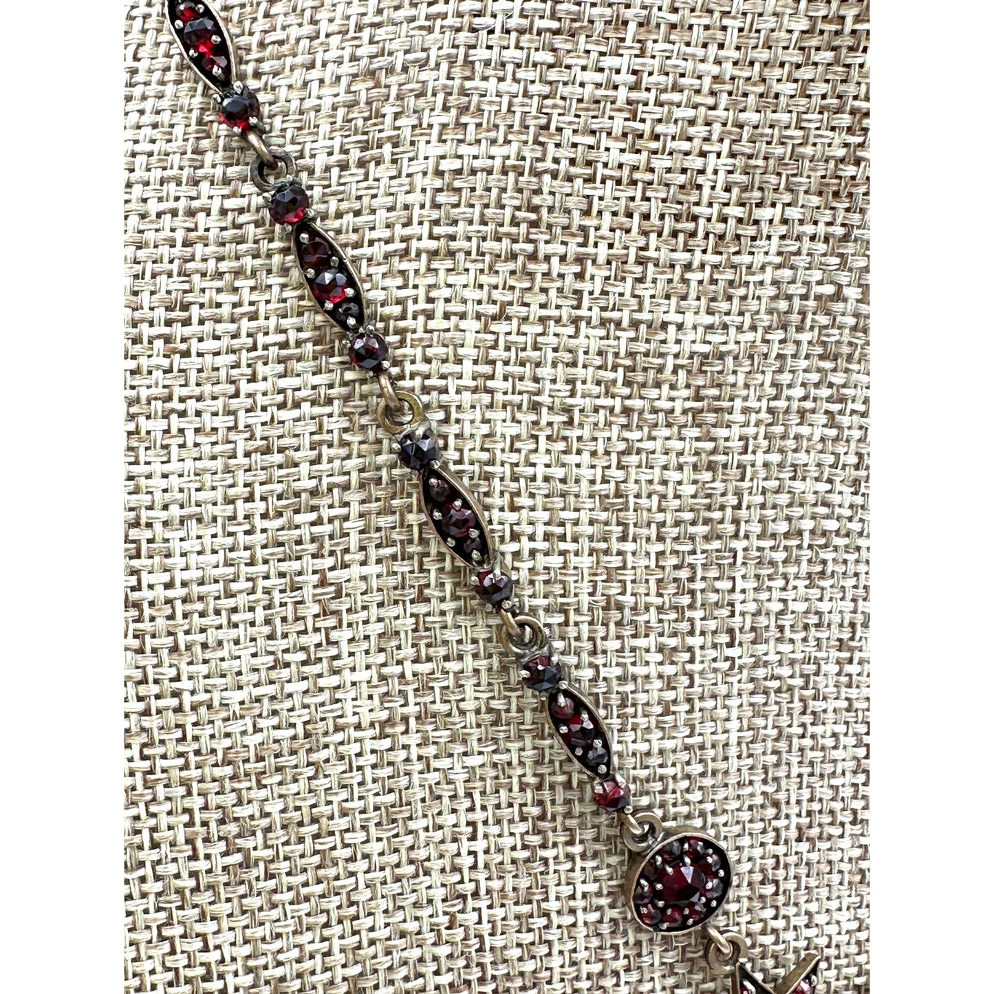 Antique Victorian Bohemian Rose Cut Garnet Moon & Stars Necklace