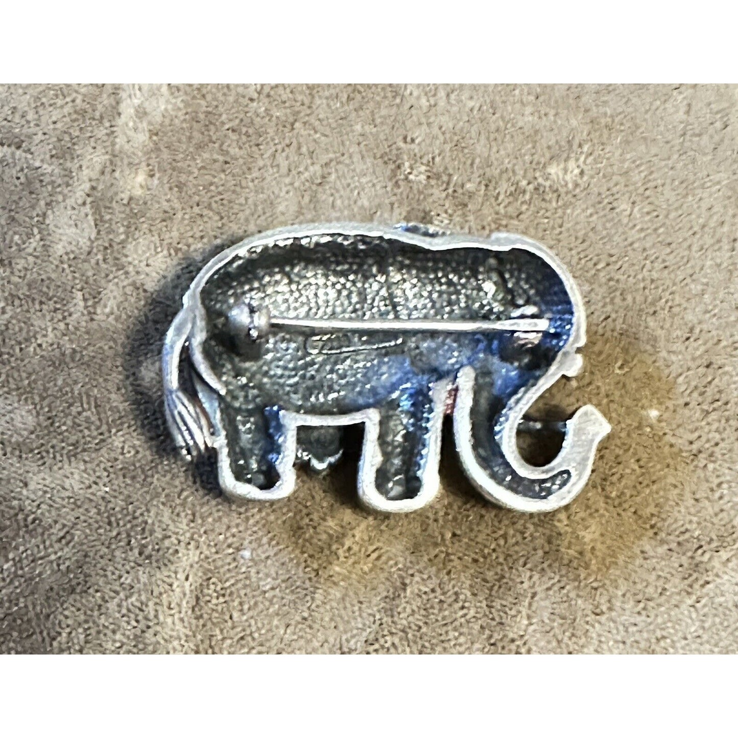 Sterling Silver Enamel Marcasite ELEPHANT Brooch Pin. 1 3/8” X 1”. 11 grams.