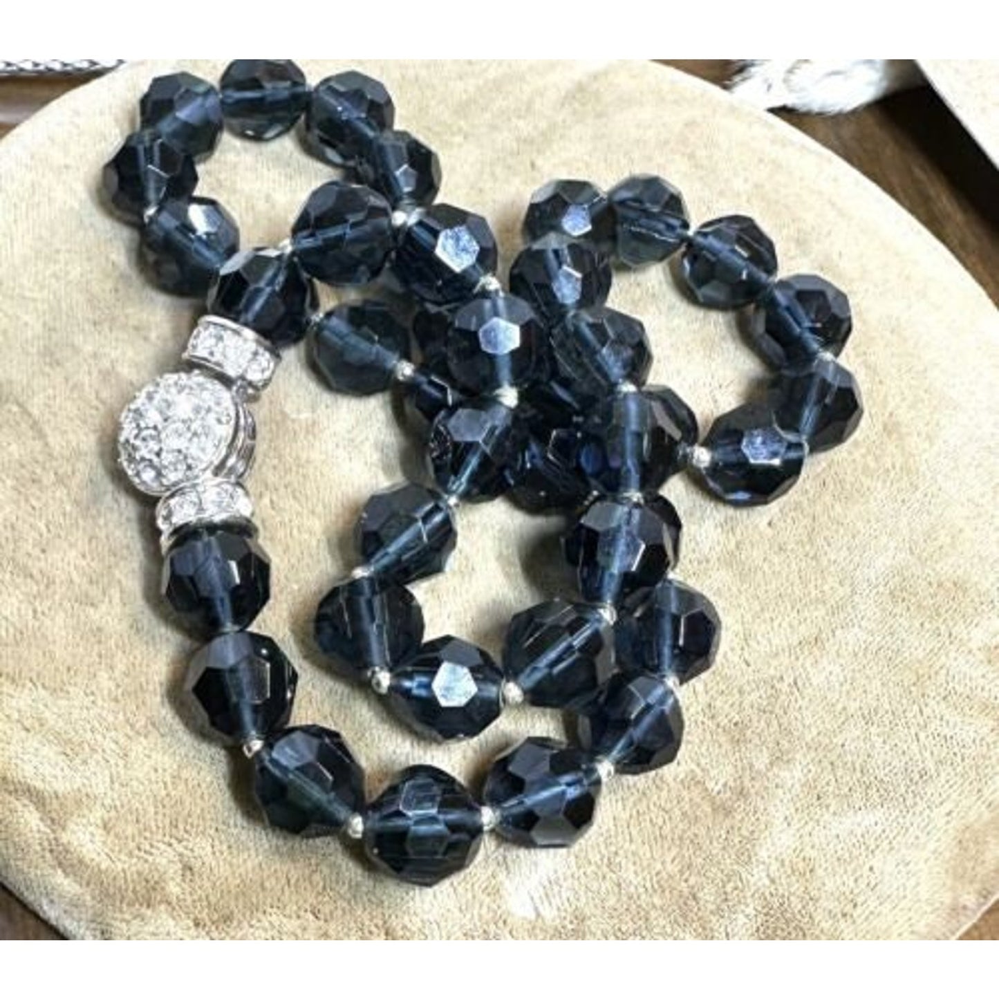 Nolan Miller Pacific Blue Swarovski Crystal Beaded Necklace Reversible Clasp