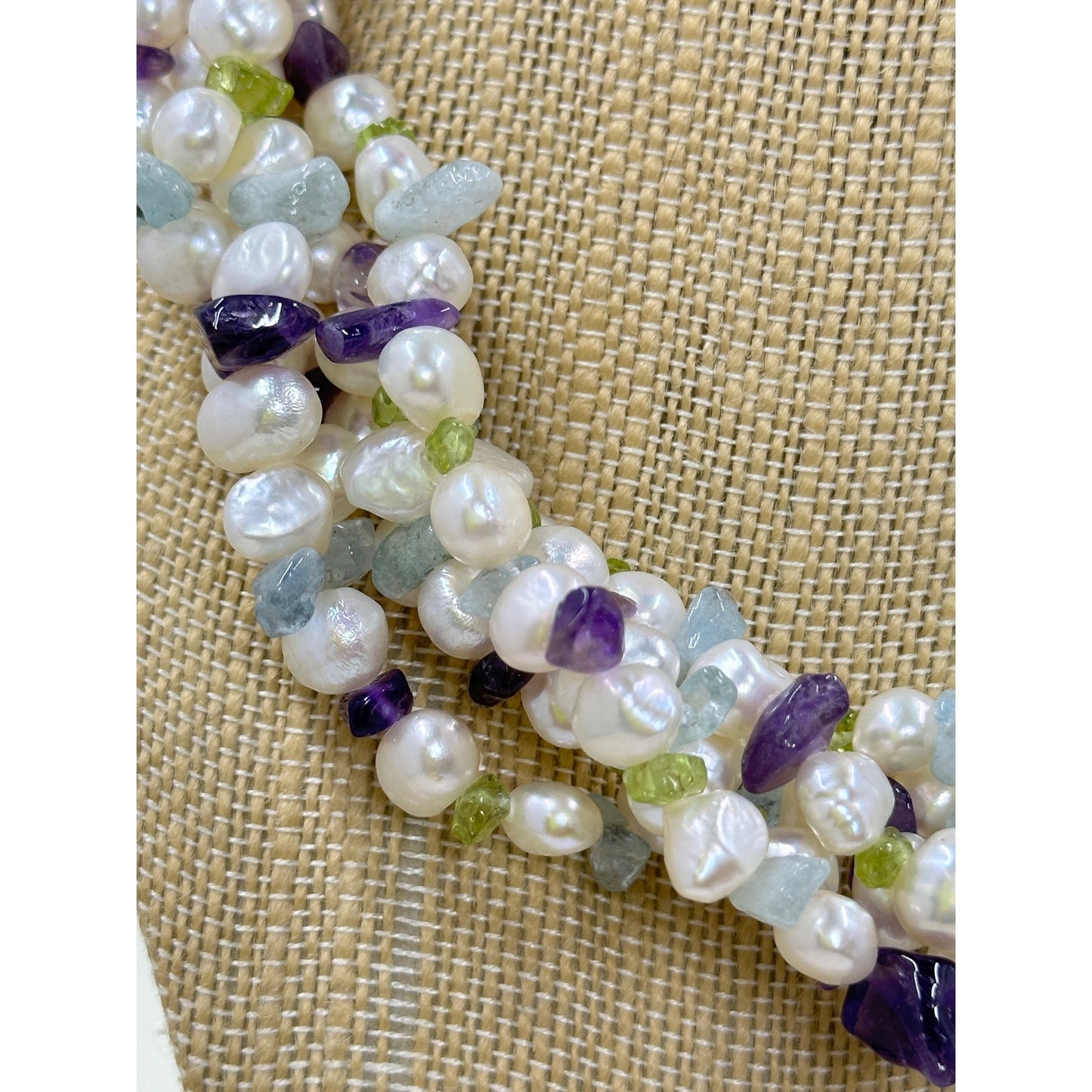 Ross-Simons Multicolored Pearl & Gemstone Torsade Necklace with Sterling Silver