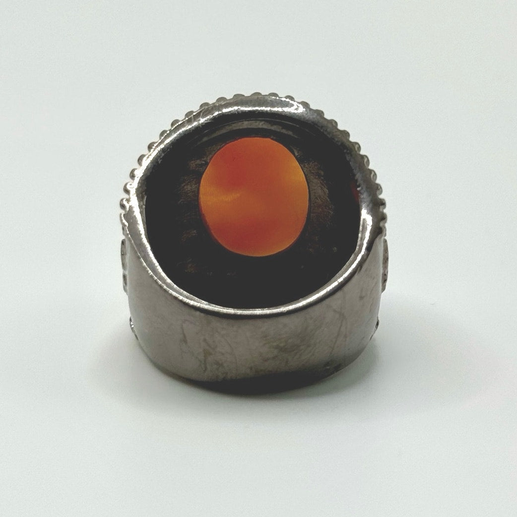 Wide Black Band with Cameo Ring Size 7.5