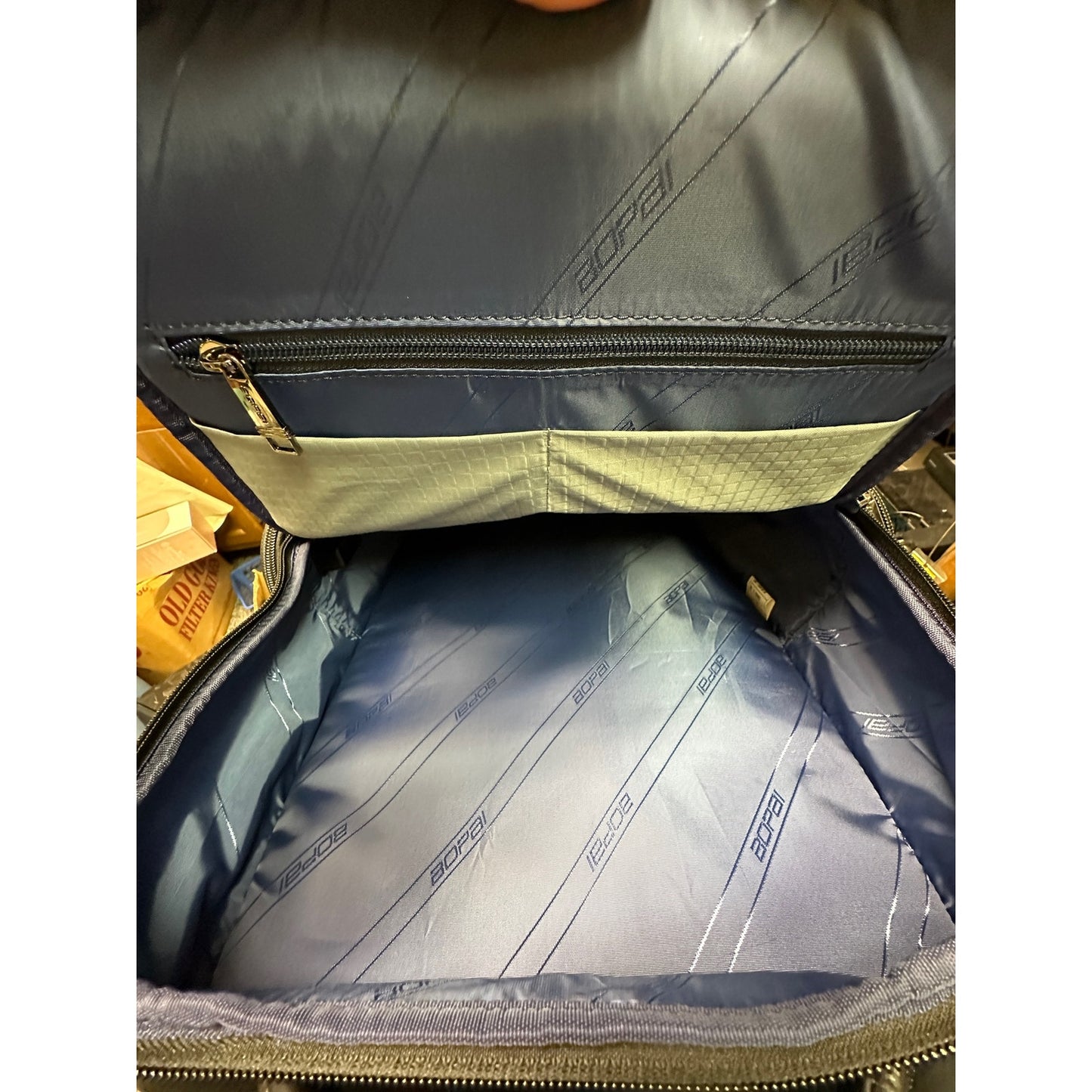 BOPai Black Leather Laptop Business Backpack for 15.6 inch Computer w/USB