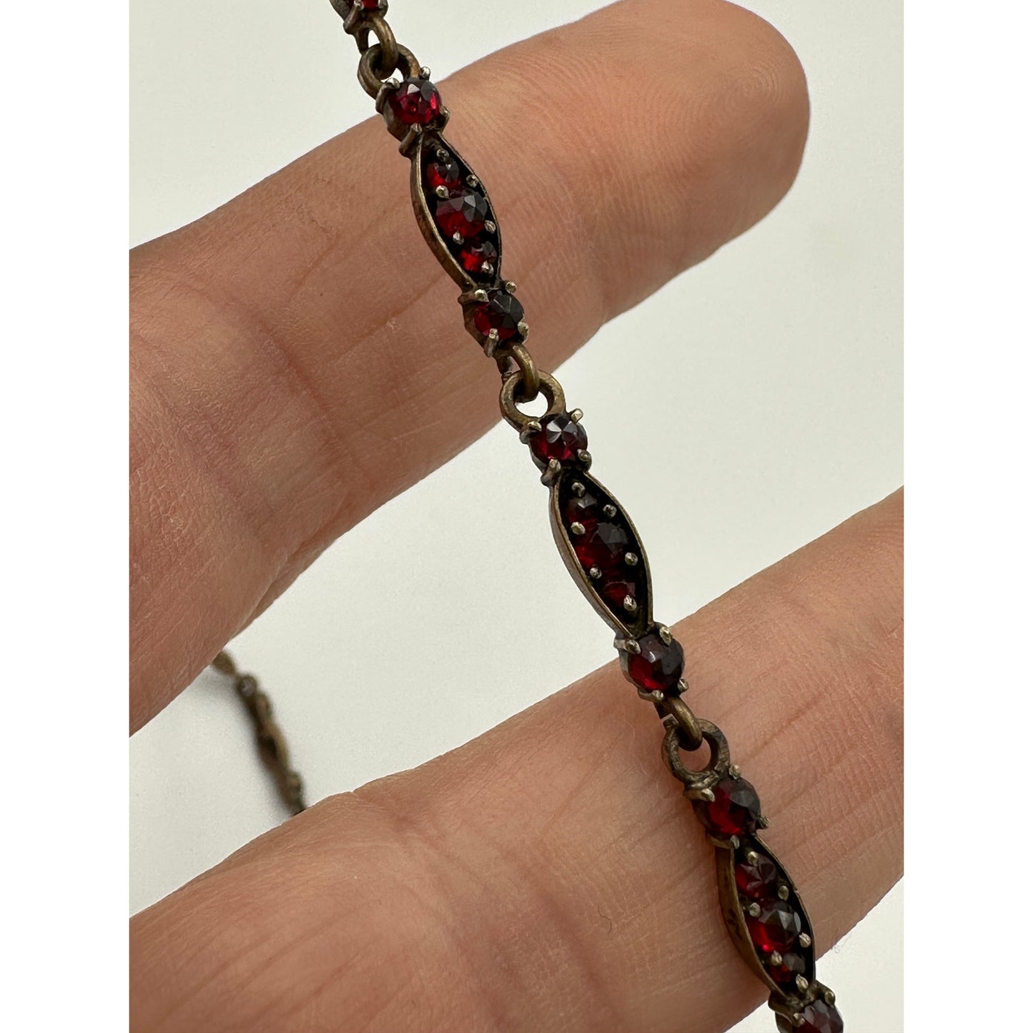 Antique Victorian Bohemian Rose Cut Garnet Moon & Stars Necklace