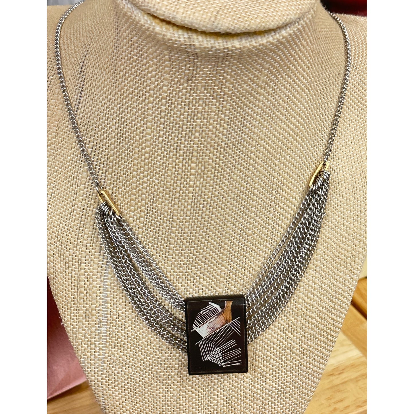 Anne Marie Chagnon Modernist Mod Multi Chain Slide Pendant Necklace