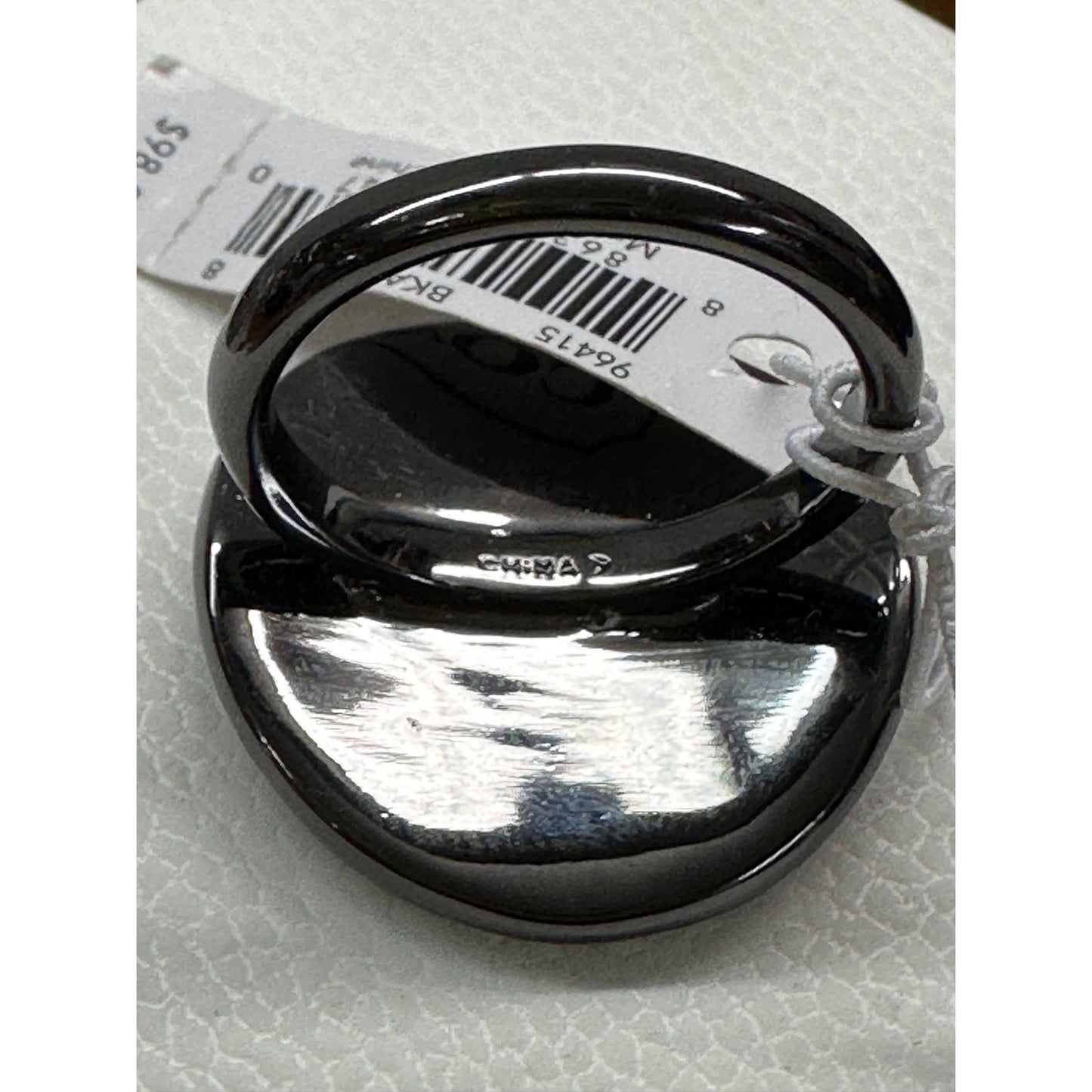 New Coach PAVE Amethyst Crystal Black Band Ring Sz 8 NWT