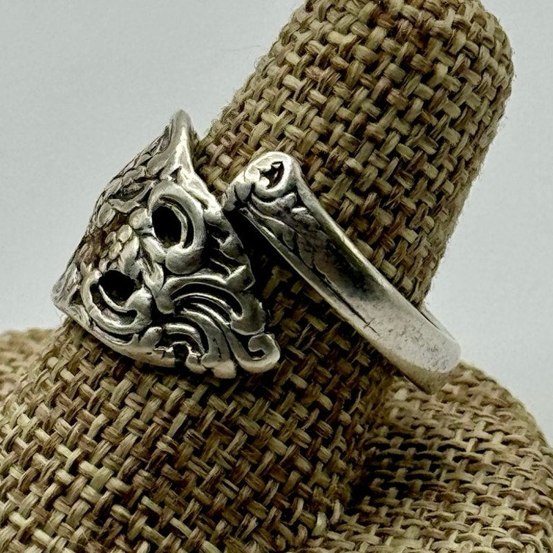 Vintage Reed & Barton Floral Spoon Ring Bypass ring Sz 6.5