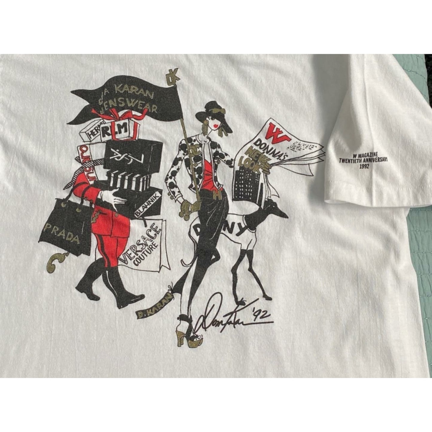 Rare 1992 W Magazine 20th Anniversary Donna Karan T Shirt ~ Size Large