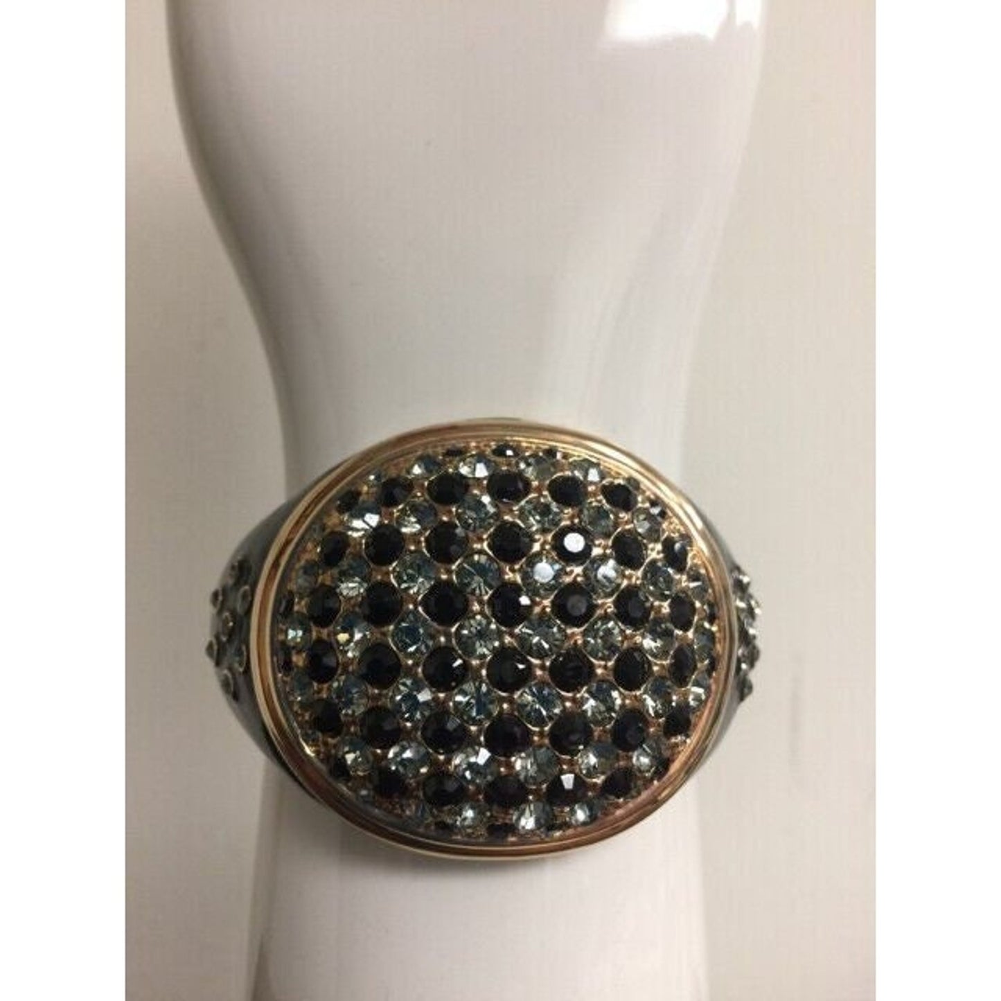 AKKAD Ibiza Sunset Jet Crystal and Enamel Black Bangle Bracelet