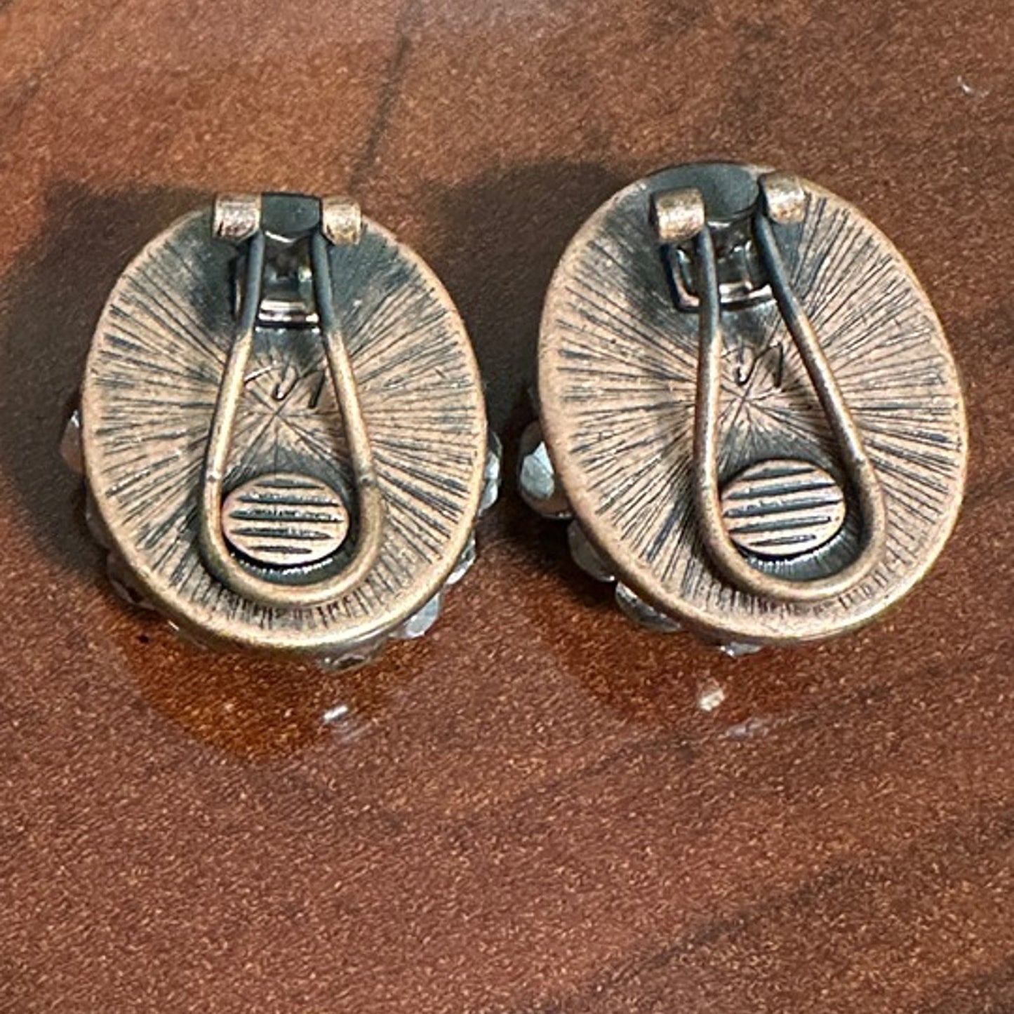 Liz Claiborne Gray Clear Crystal Cluster Clip Earrings