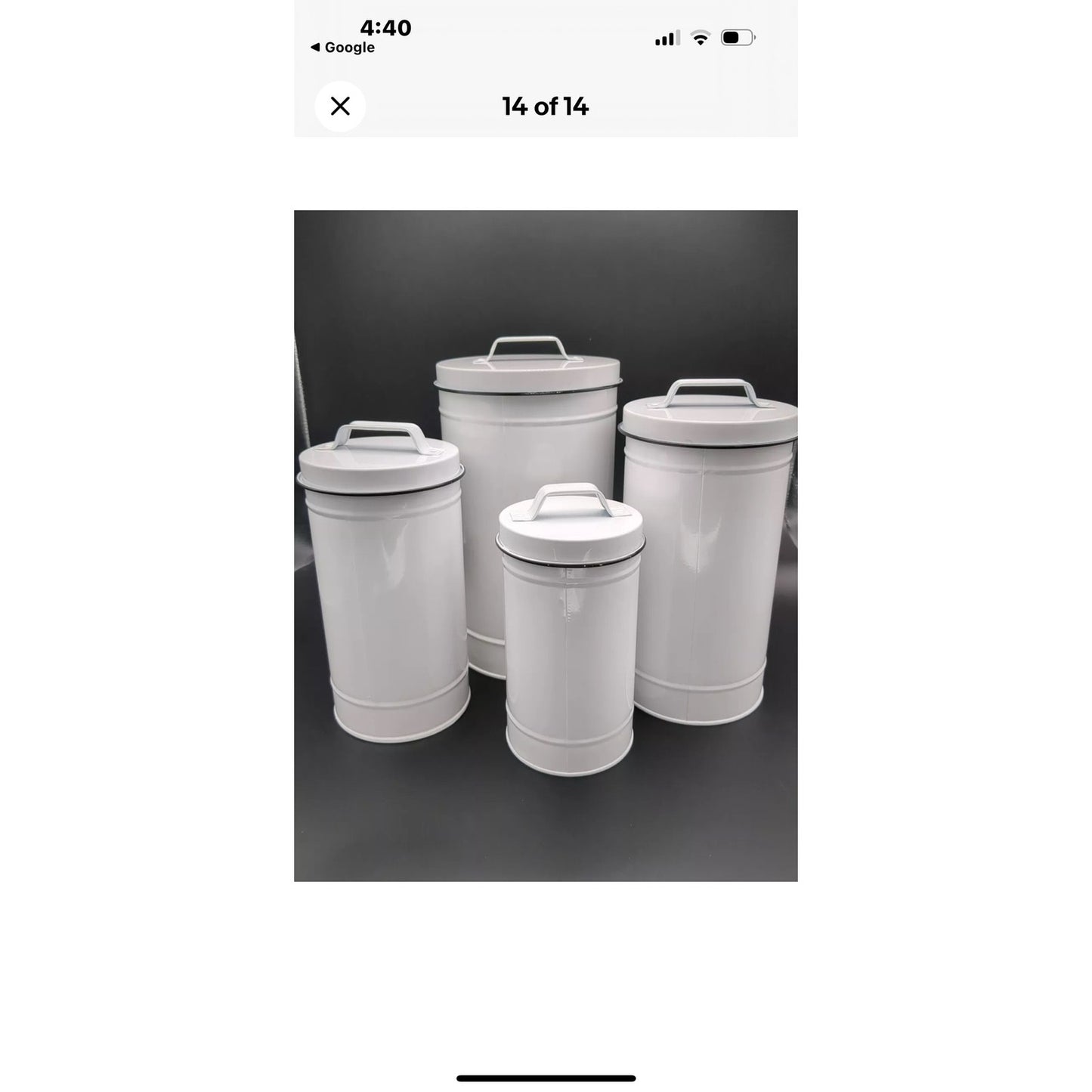 NEW Metal Farmhouse Kitchen Canisters Set 4 Pc White Black Vintage Storage