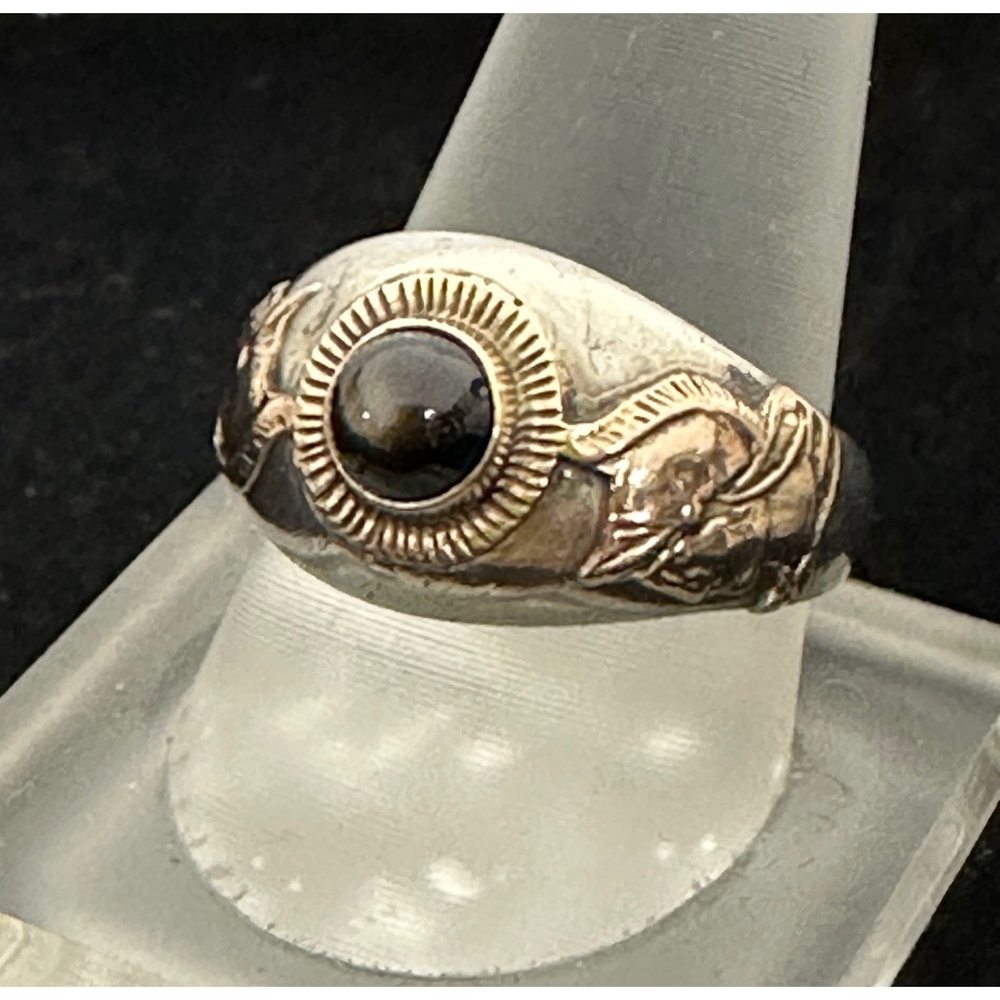 Vintage Sterling Silver 14k Gold Trojan Ring Size 9