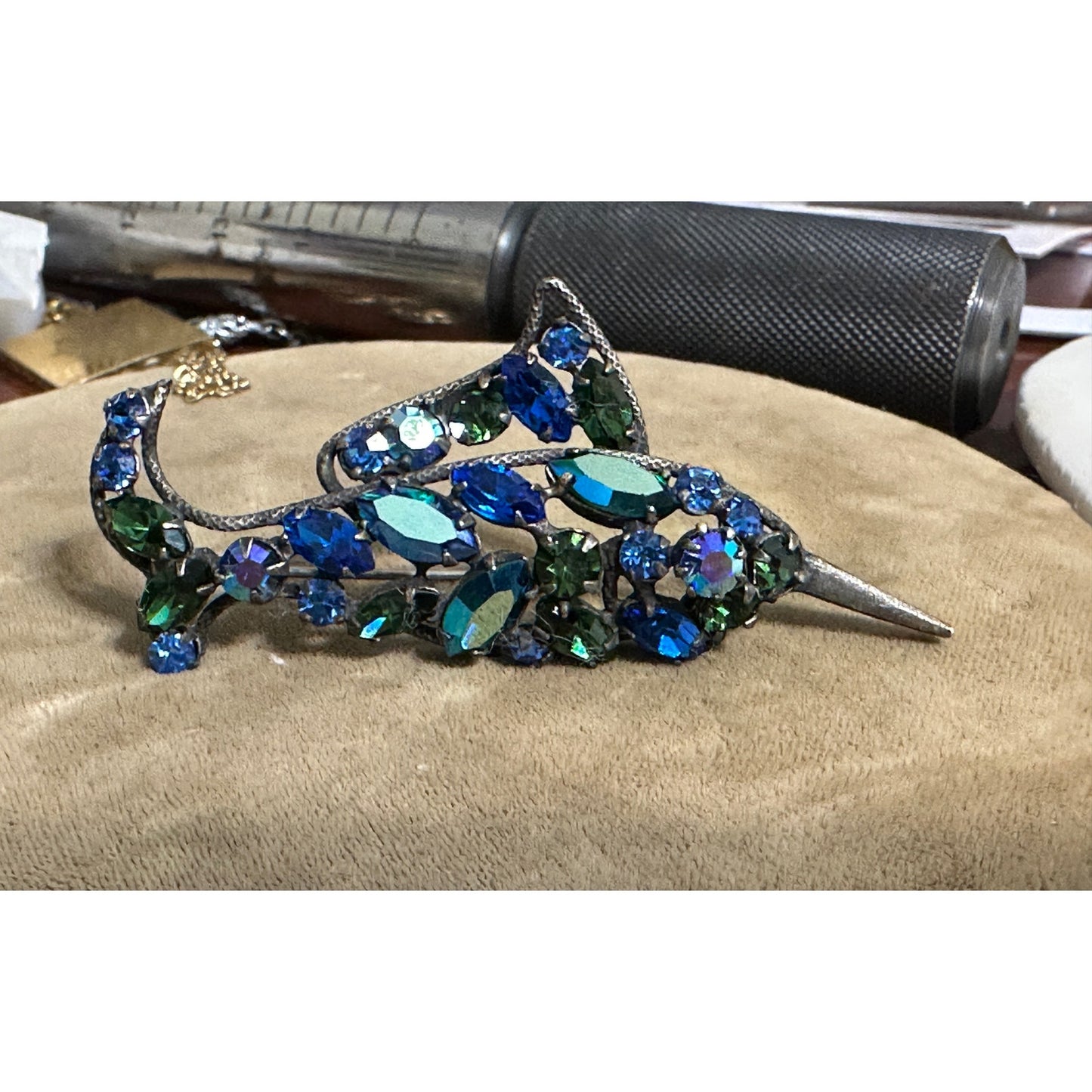 Rare Vintage Regency Blue Swordfish Pin Brooch Signed