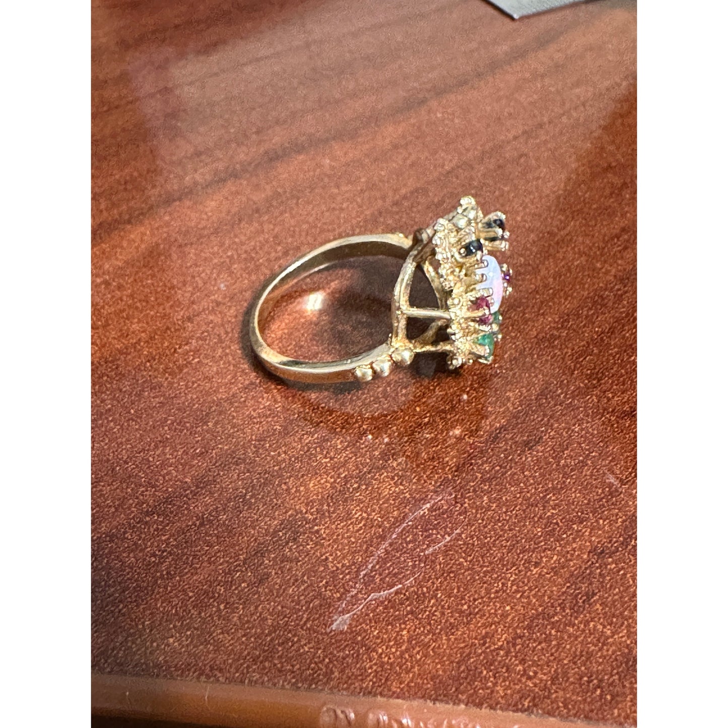 Vintage 14k Gold Multi Gemstone Butterfly Ring Size 5.5
