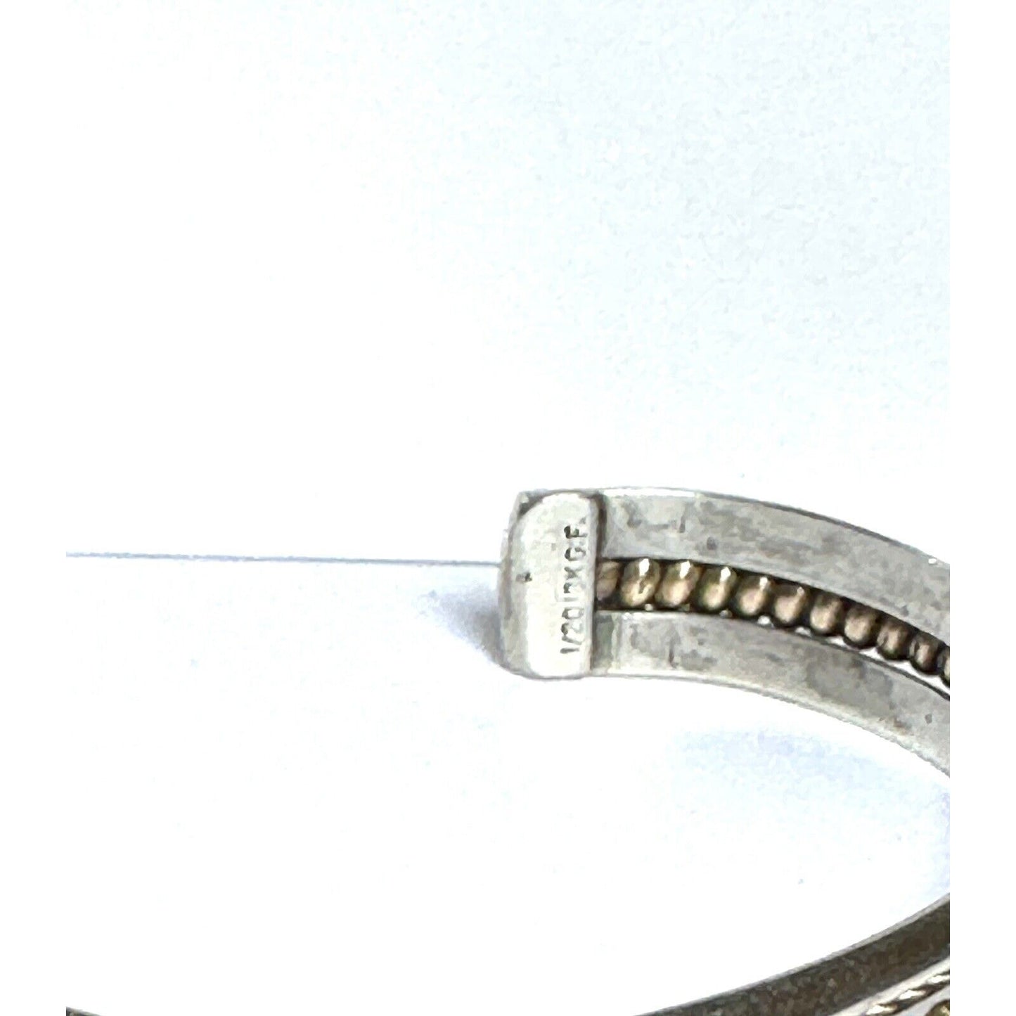 Vintage Navajo Signed Tahe Sterling Silver 12k GF Twist Top Cuff Bracelet