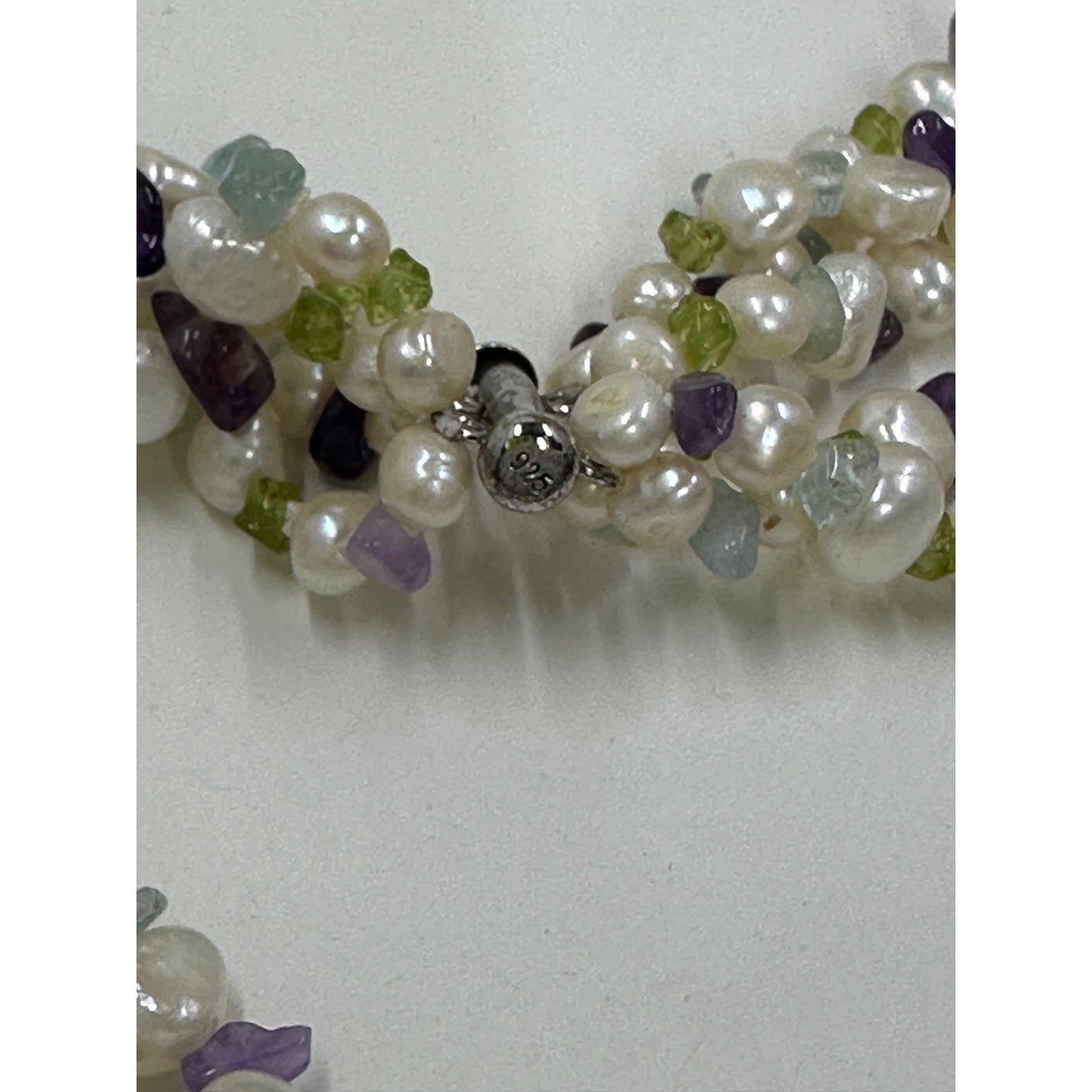 Ross-Simons Multicolored Pearl & Gemstone Torsade Necklace with Sterling Silver