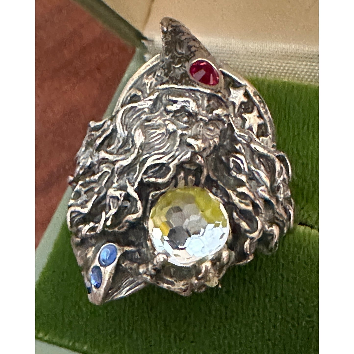 Amazing Large Men's Sterling Silver Wizard Crystal Ball Ring Size 12 3/4