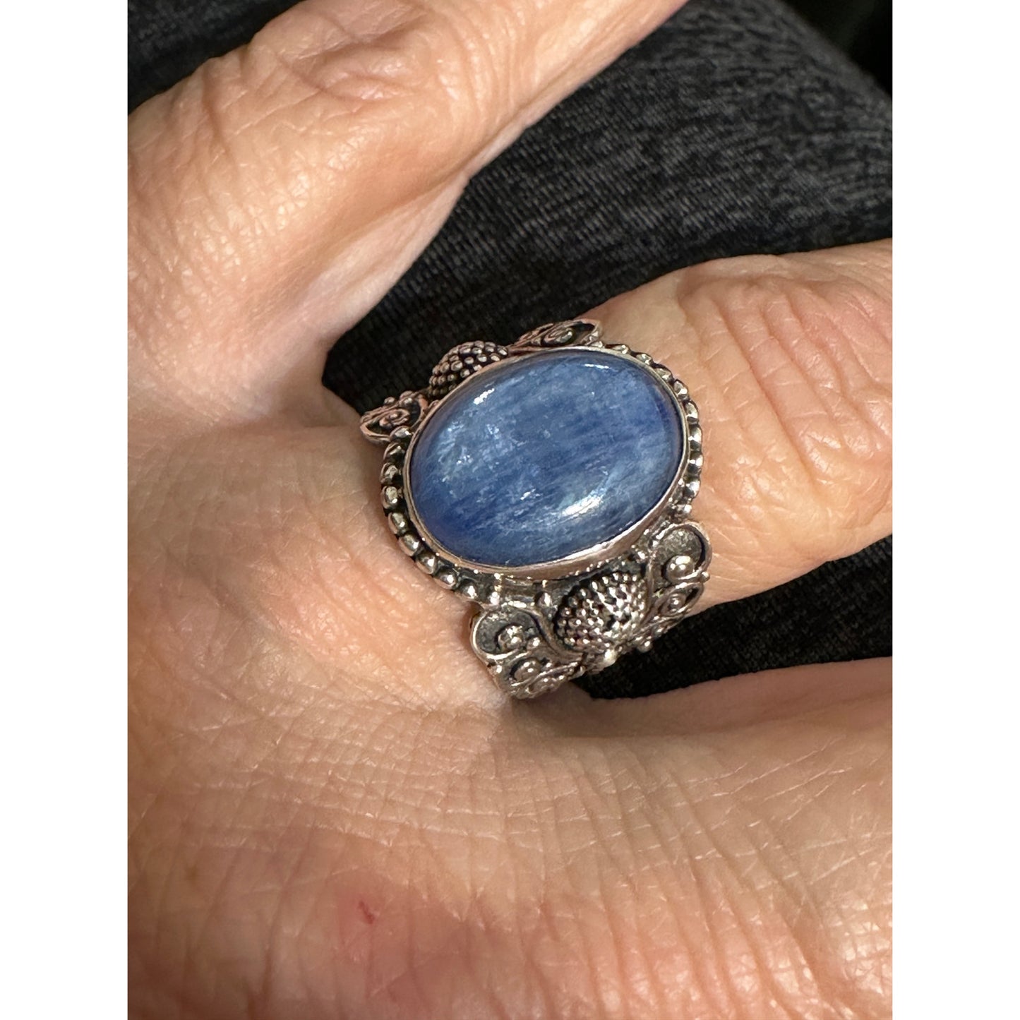 Lovely Sterling Silver Blue Kyanite Ring Size 8.5