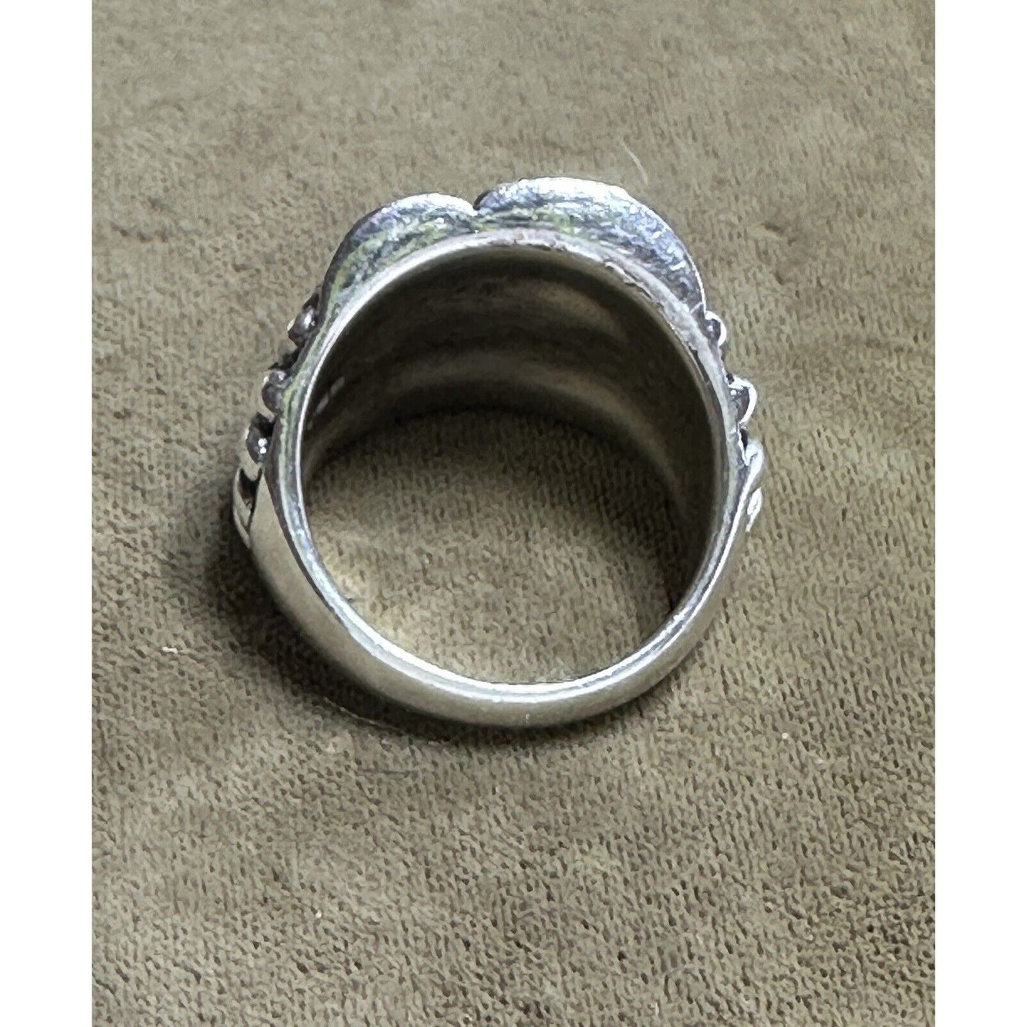BBJ Sterling Silver Wide Floral Repousse Ring Size 8 3/4