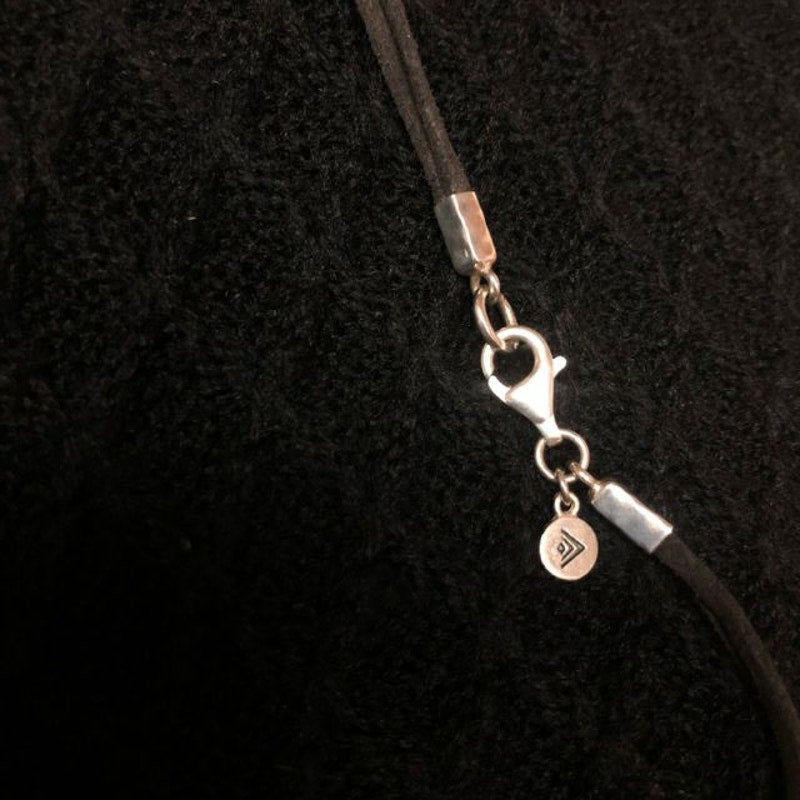 Silpada Sterling "Everlasting" Suede Cord Cubic Drop Chain Long Necklace
