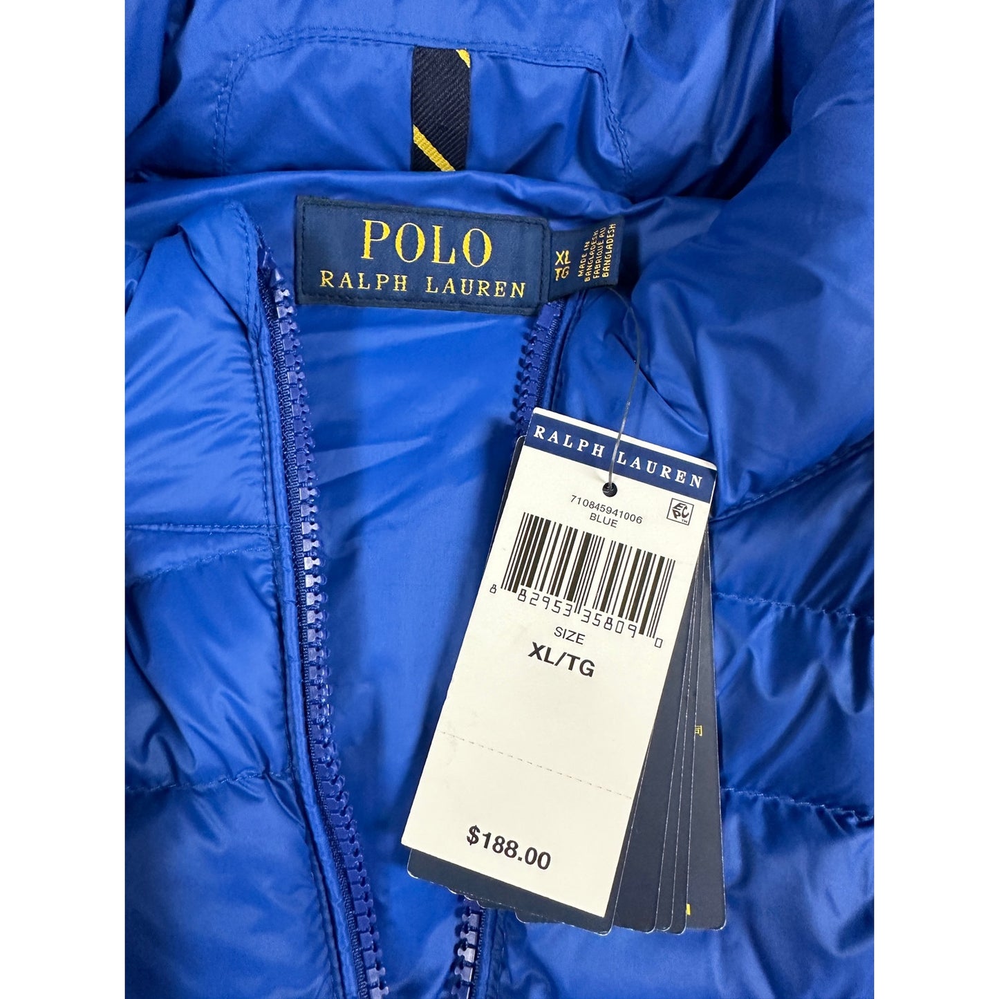 Polo Ralph Lauren Packable Full Zip Puffer Lightweight Vest Blue Size XL