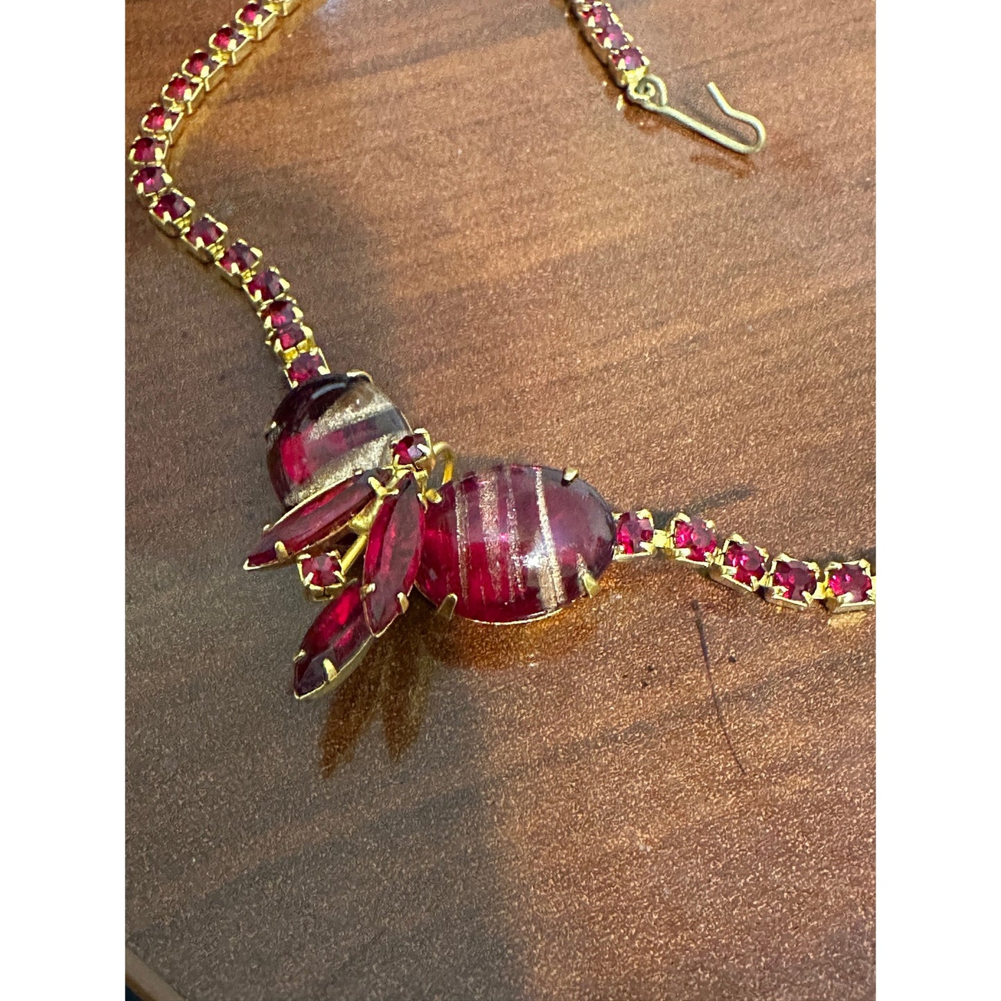Delizza and Elster Juliana Necklace–Red Gold Shimmer Stones