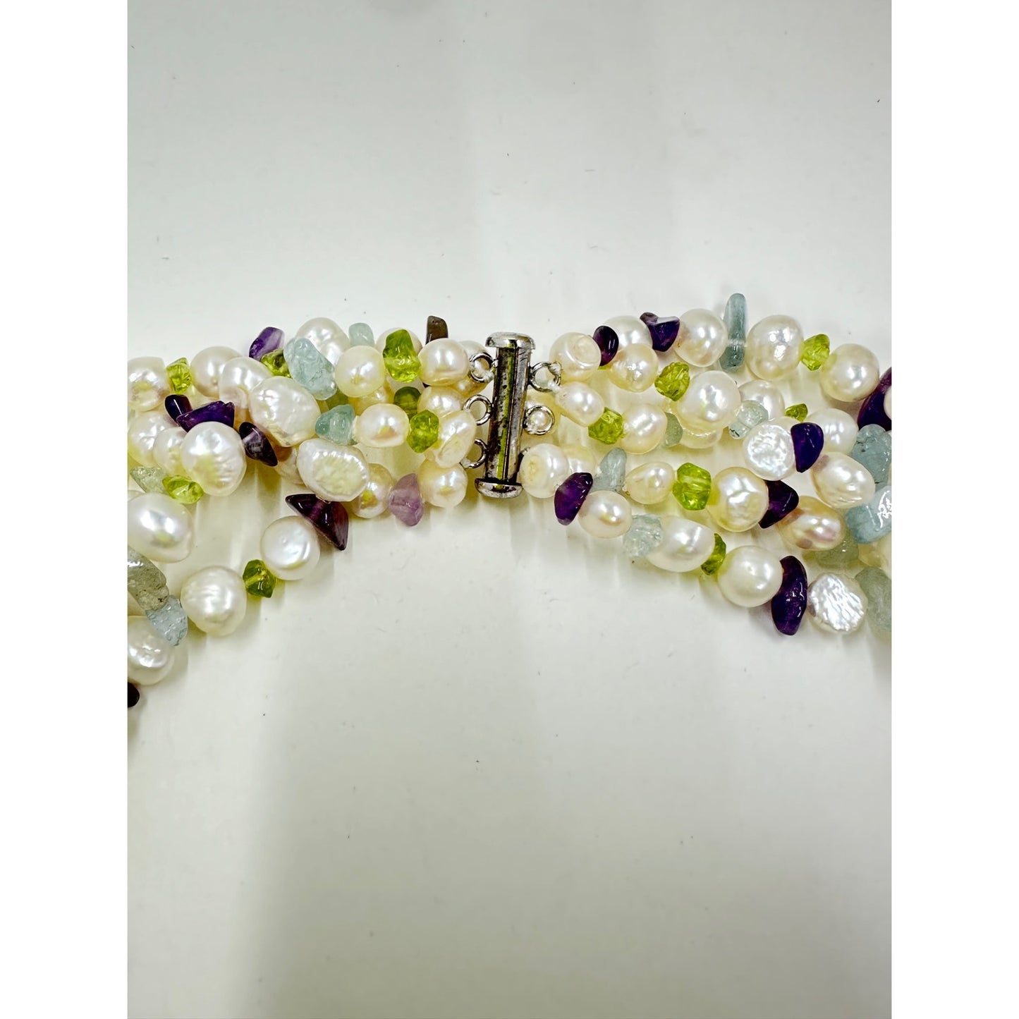Ross-Simons Multicolored Pearl & Gemstone Torsade Necklace with Sterling Silver