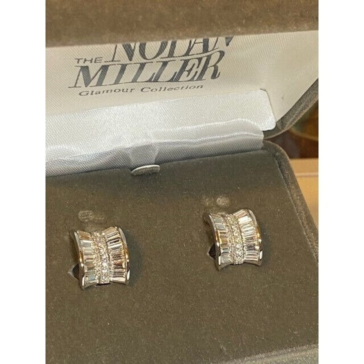 Nolan Miller Silvertone Rhinestone Clip Back Earrings